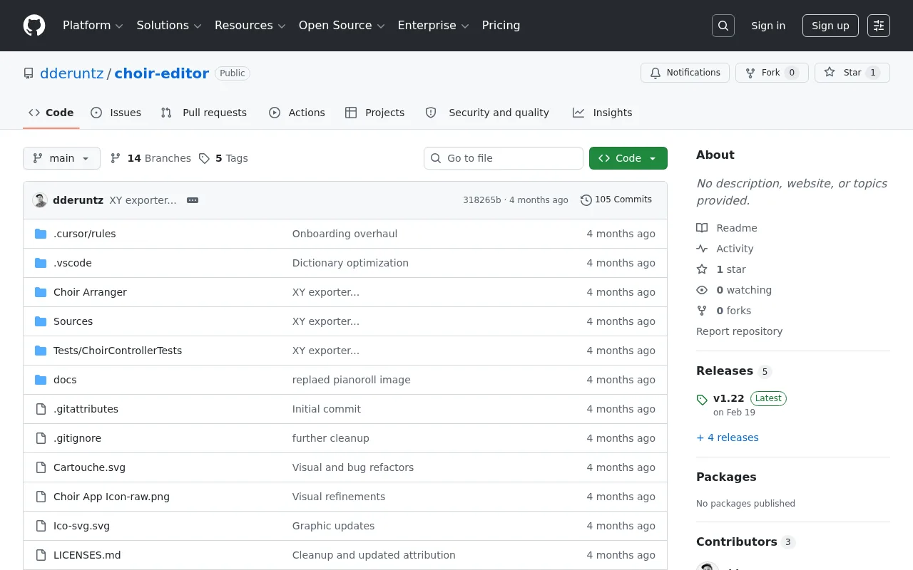 Repositorio de GitHub de Choir Arranger