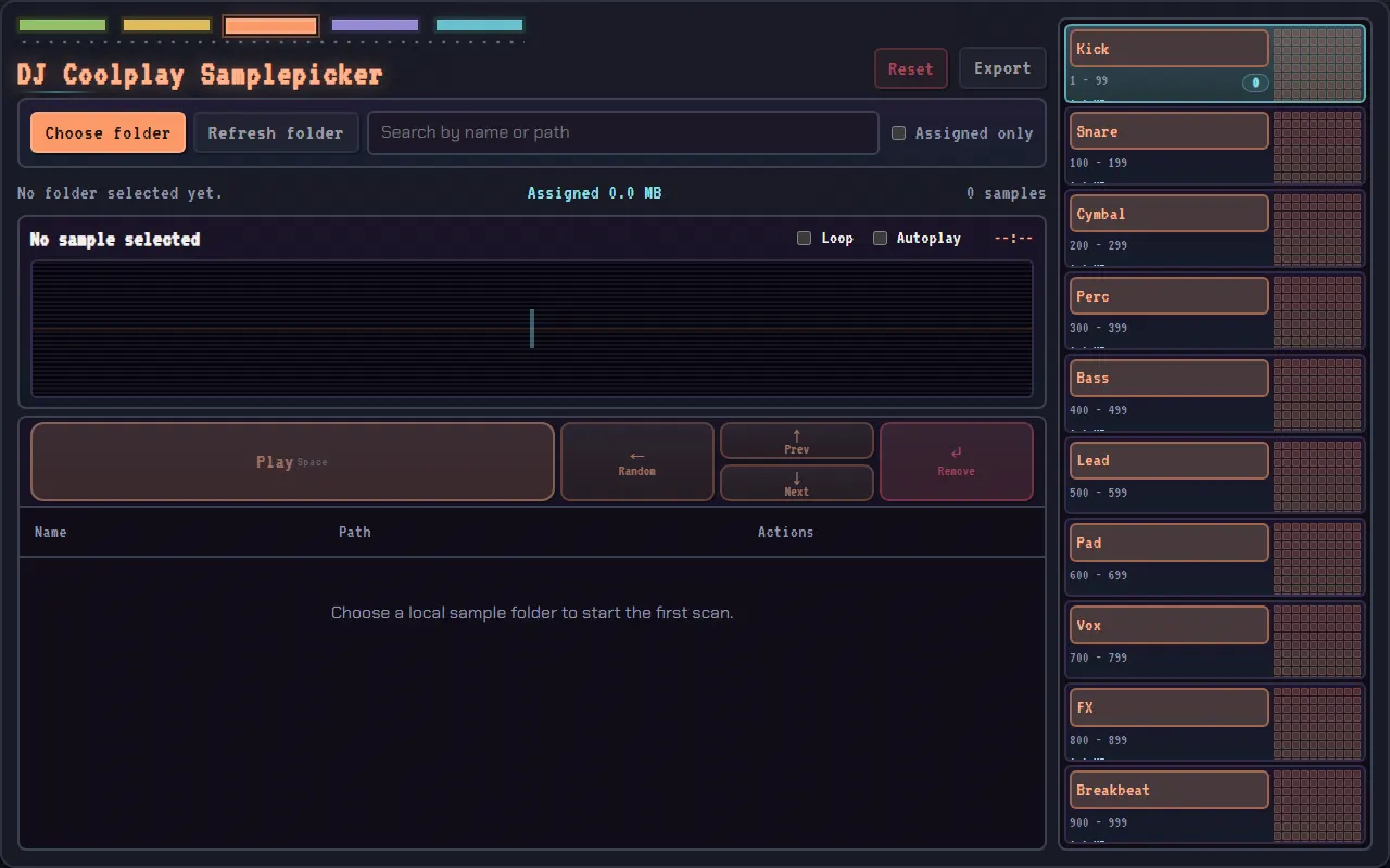 Captura de pantalla de DJ Coolplay Samplepicker