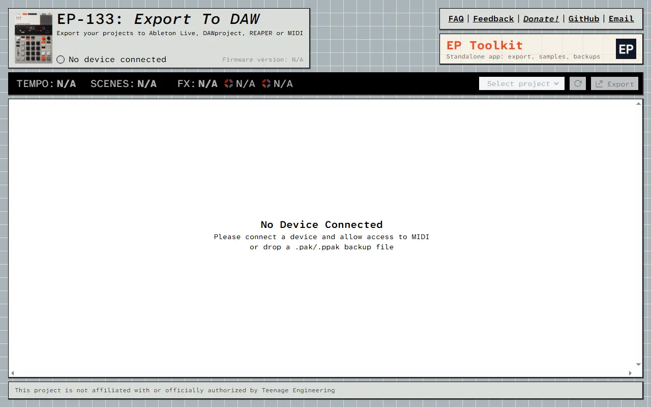 EP-133: Export to DAW screenshot