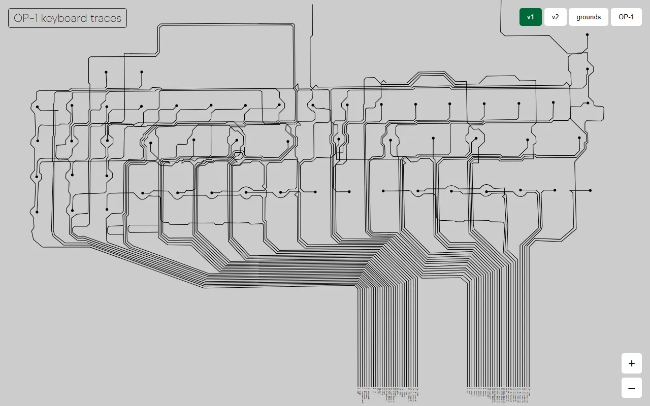 OP-1 keyboard flex-PCB trace visualizer