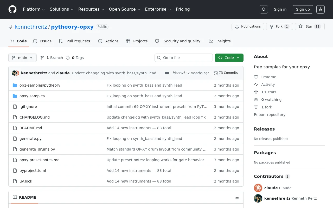 pytheory-opxy GitHub repository with sample folders