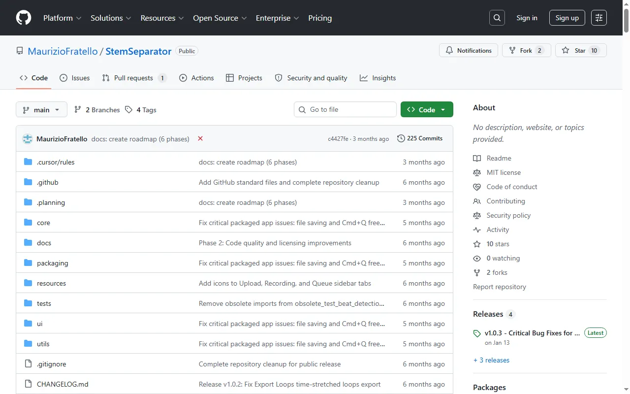 StemSeparator GitHub repository