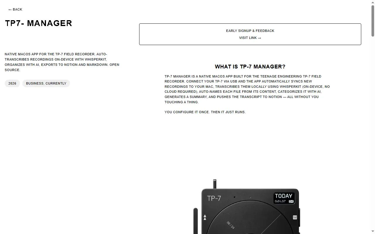 TP-7 Recordings Manager screenshot