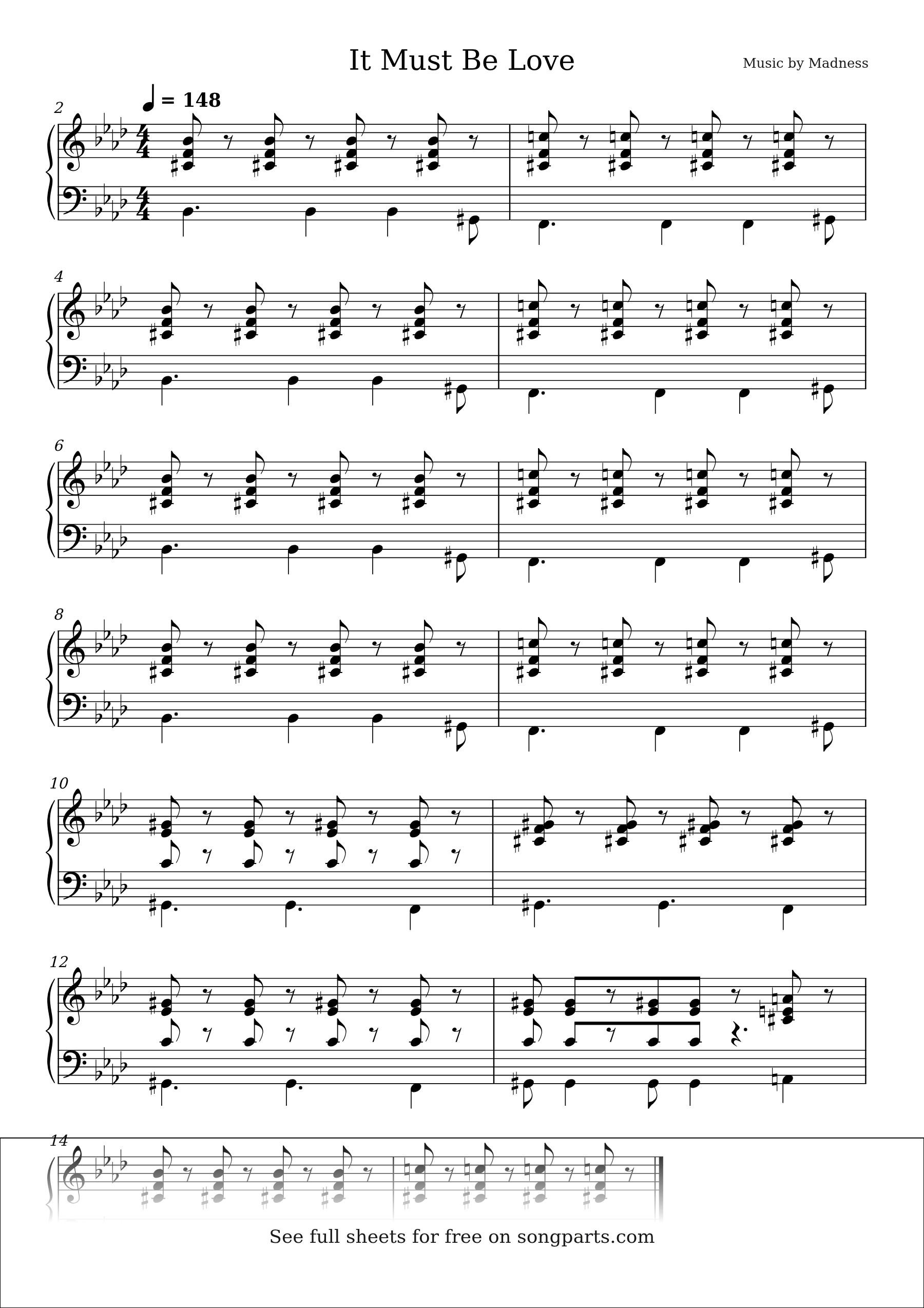 Vista previa de la partitura de It Must Be Love de Madness
