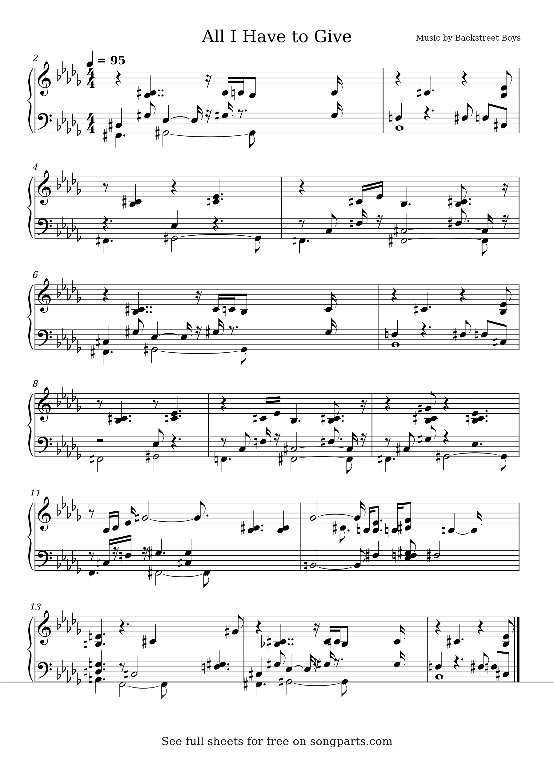 Sheet music preview for All I Have to Give by Backstreet Boys
