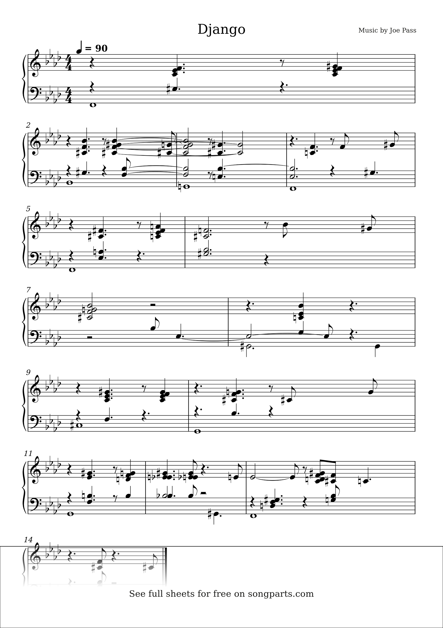Sheet music preview for Django by Joe Pass