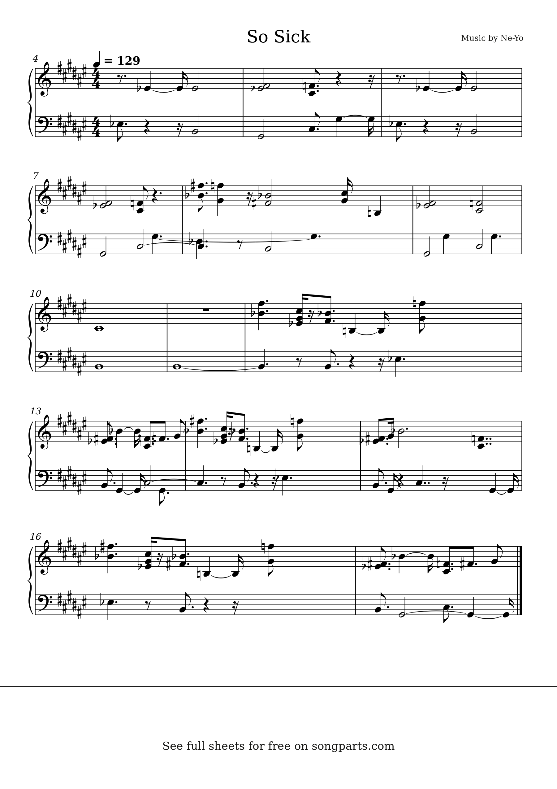 Vista previa de la partitura de So Sick de Ne-Yo