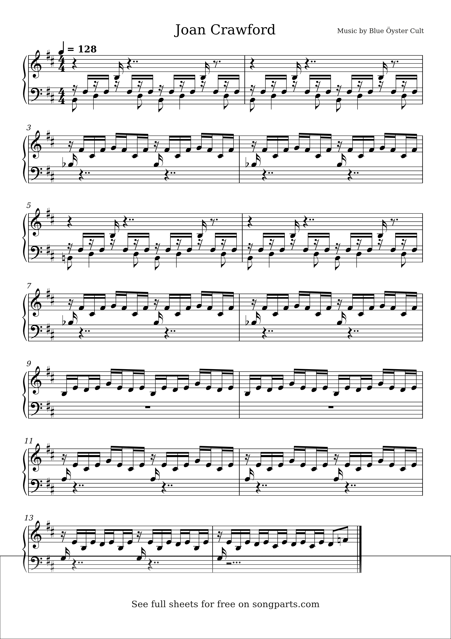 Sheet music preview for Joan Crawford by Blue Öyster Cult