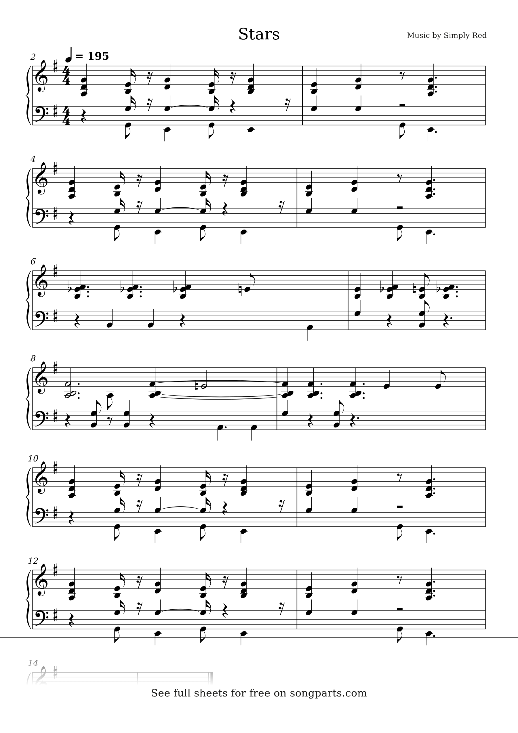Vista previa de la partitura de Stars de Simply Red