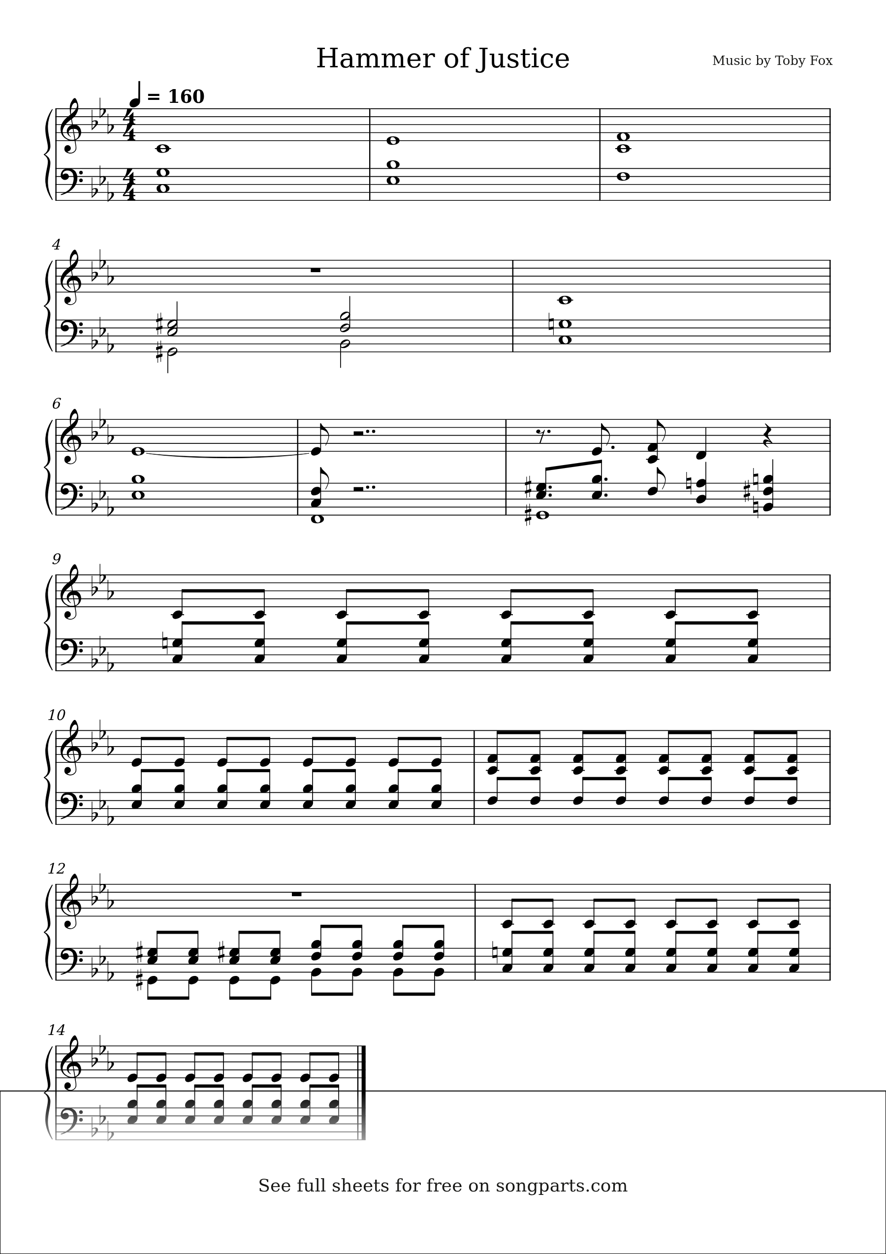 Vista previa de la partitura de Hammer of Justice de Toby Fox
