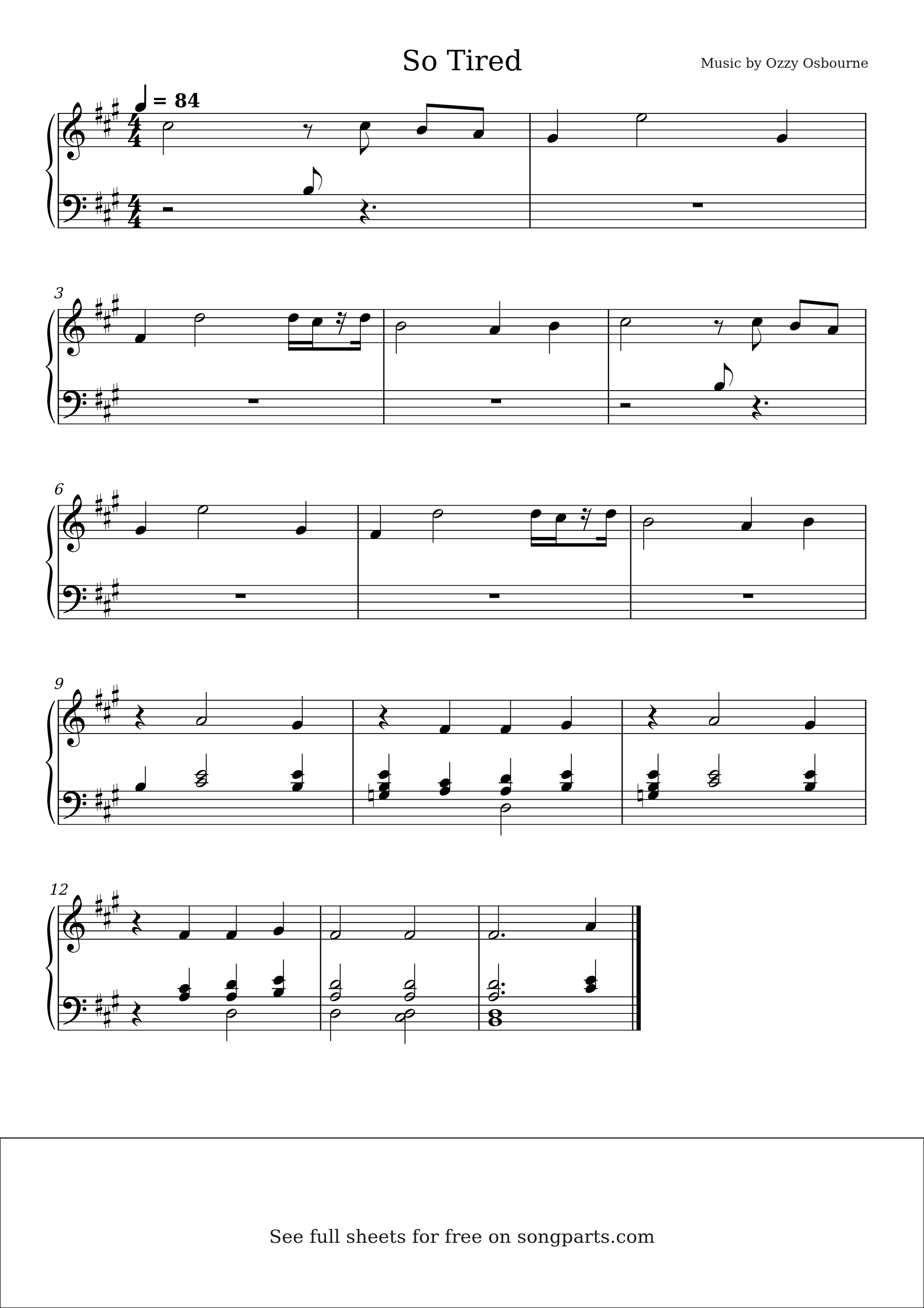 Превью нот So Tired (Ozzy Osbourne)