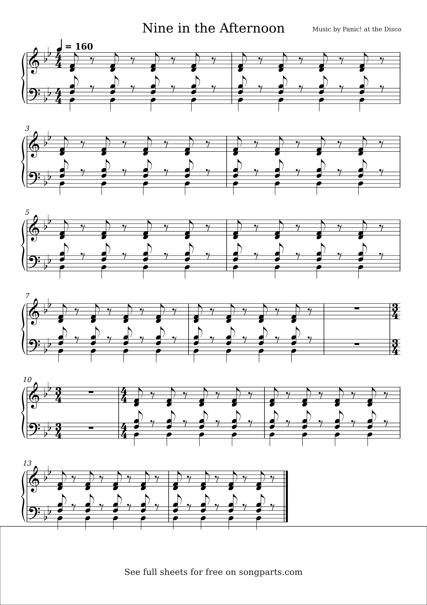 Превью нот Nine in the Afternoon (Panic! at the Disco)