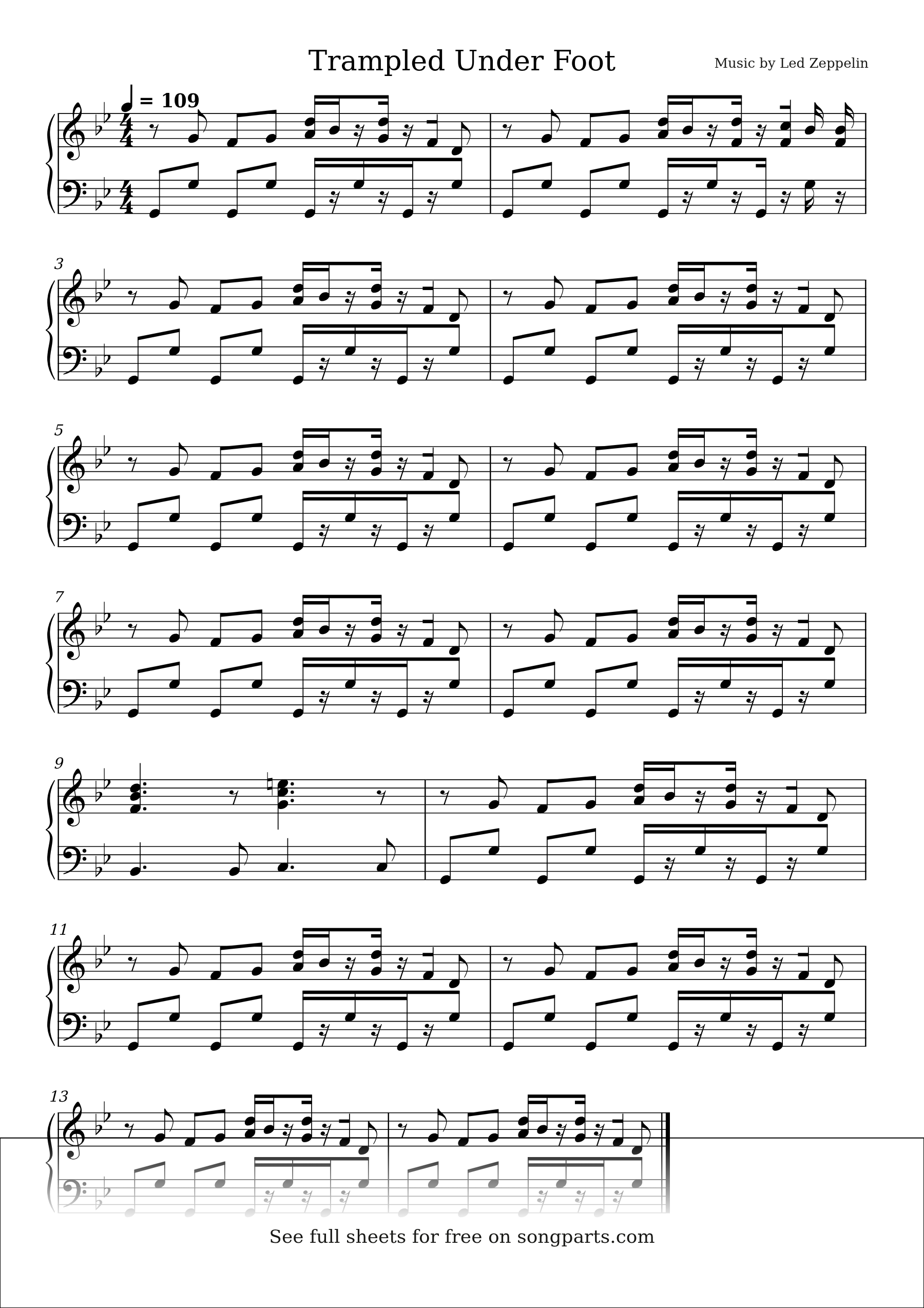 Vista previa de la partitura de Trampled Under Foot de Led Zeppelin