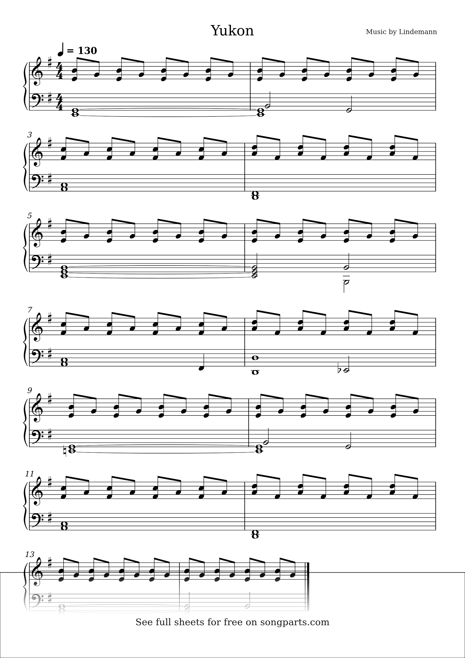Vista previa de la partitura de Yukon de Lindemann