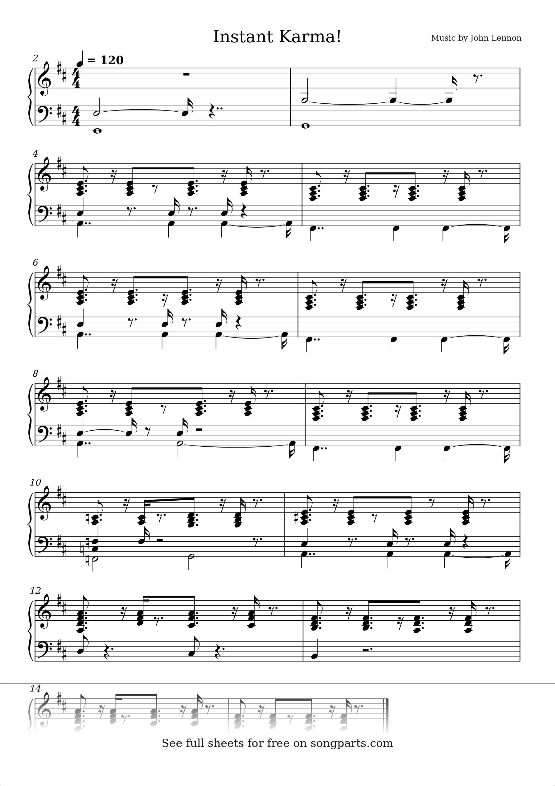 Vista previa de la partitura de Instant Karma! de John Lennon