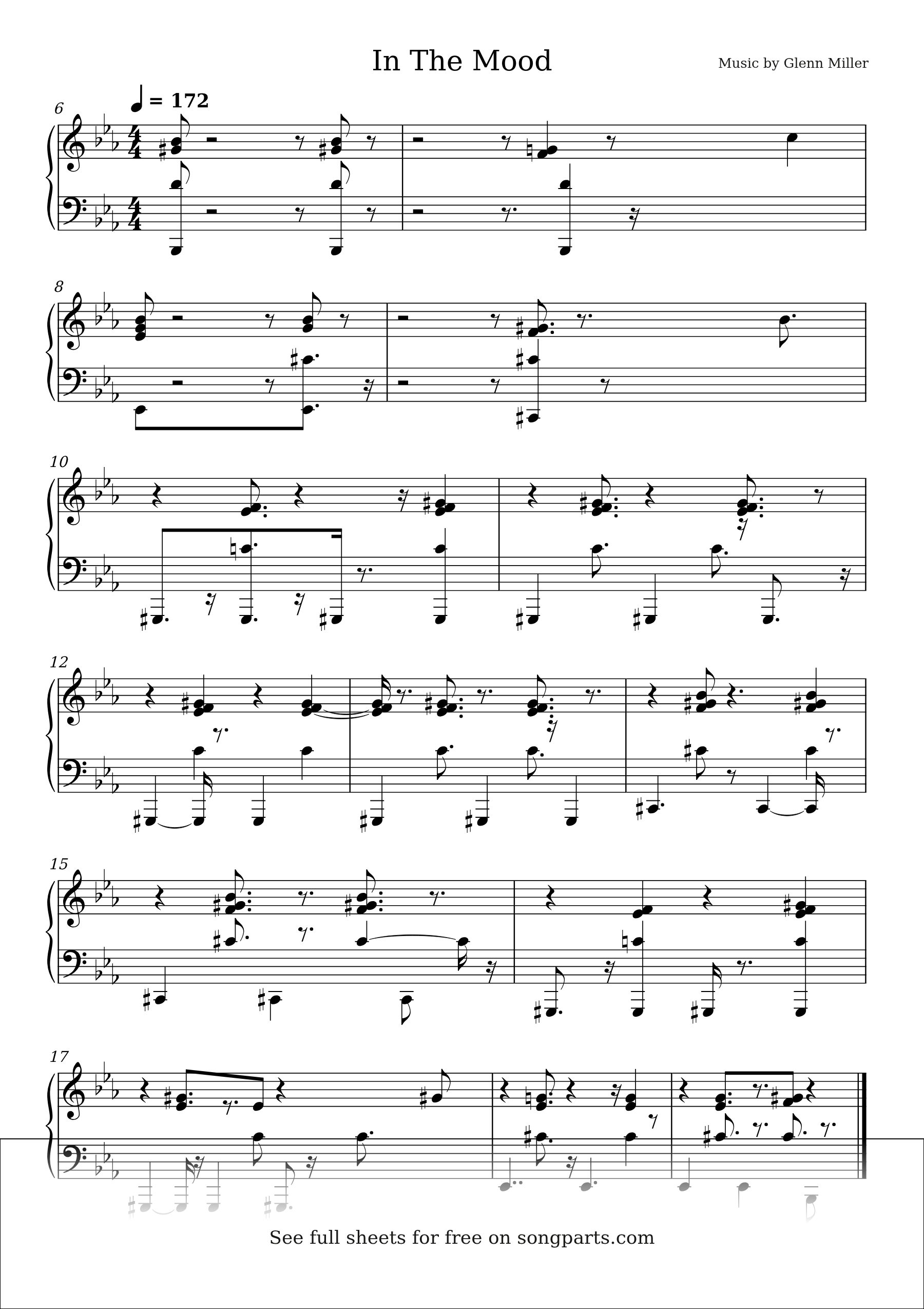 Sheet music preview for In The Mood by Glenn Miller