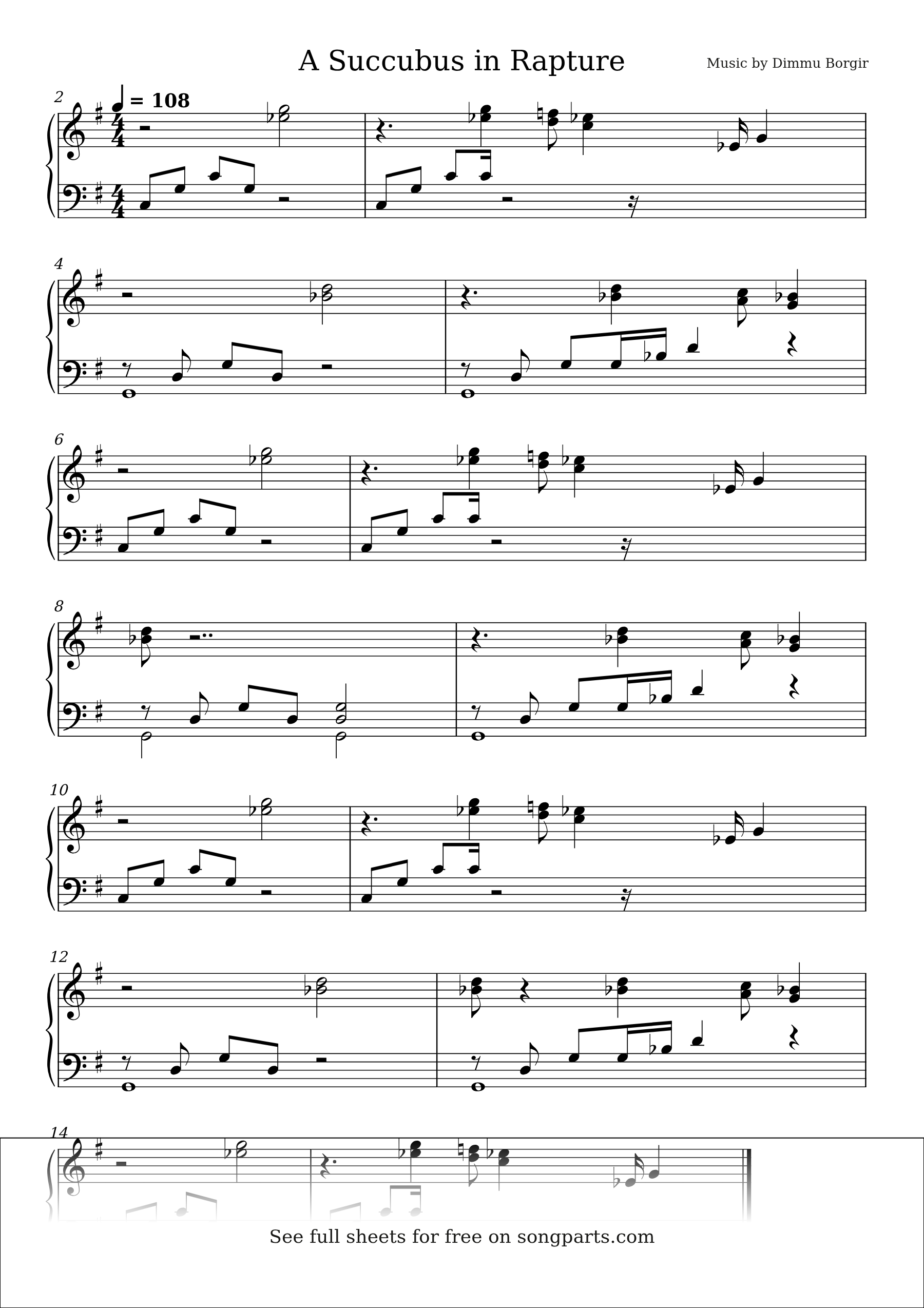 Sheet music preview for A Succubus in Rapture by Dimmu Borgir