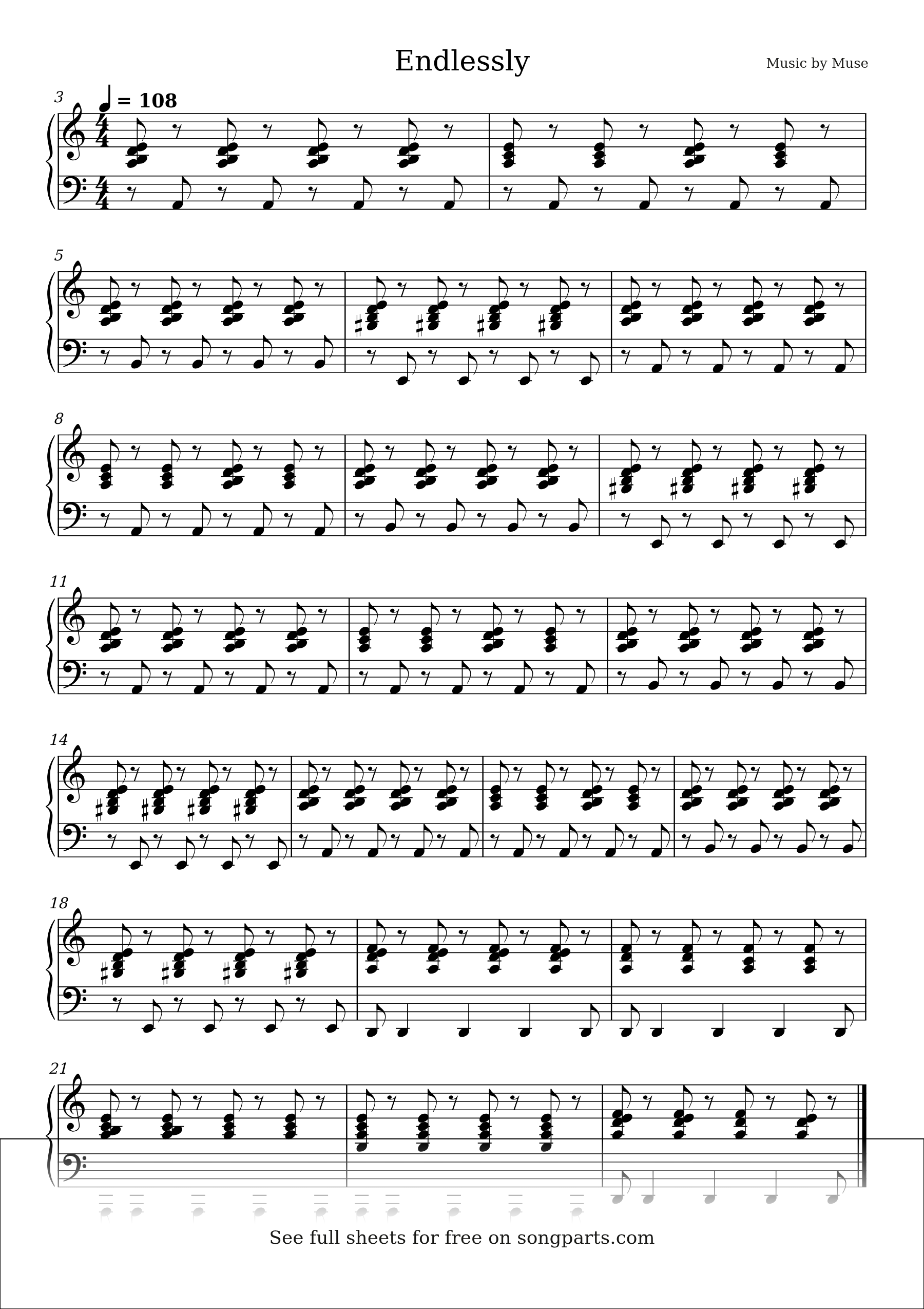 Vista previa de la partitura de Endlessly de Muse