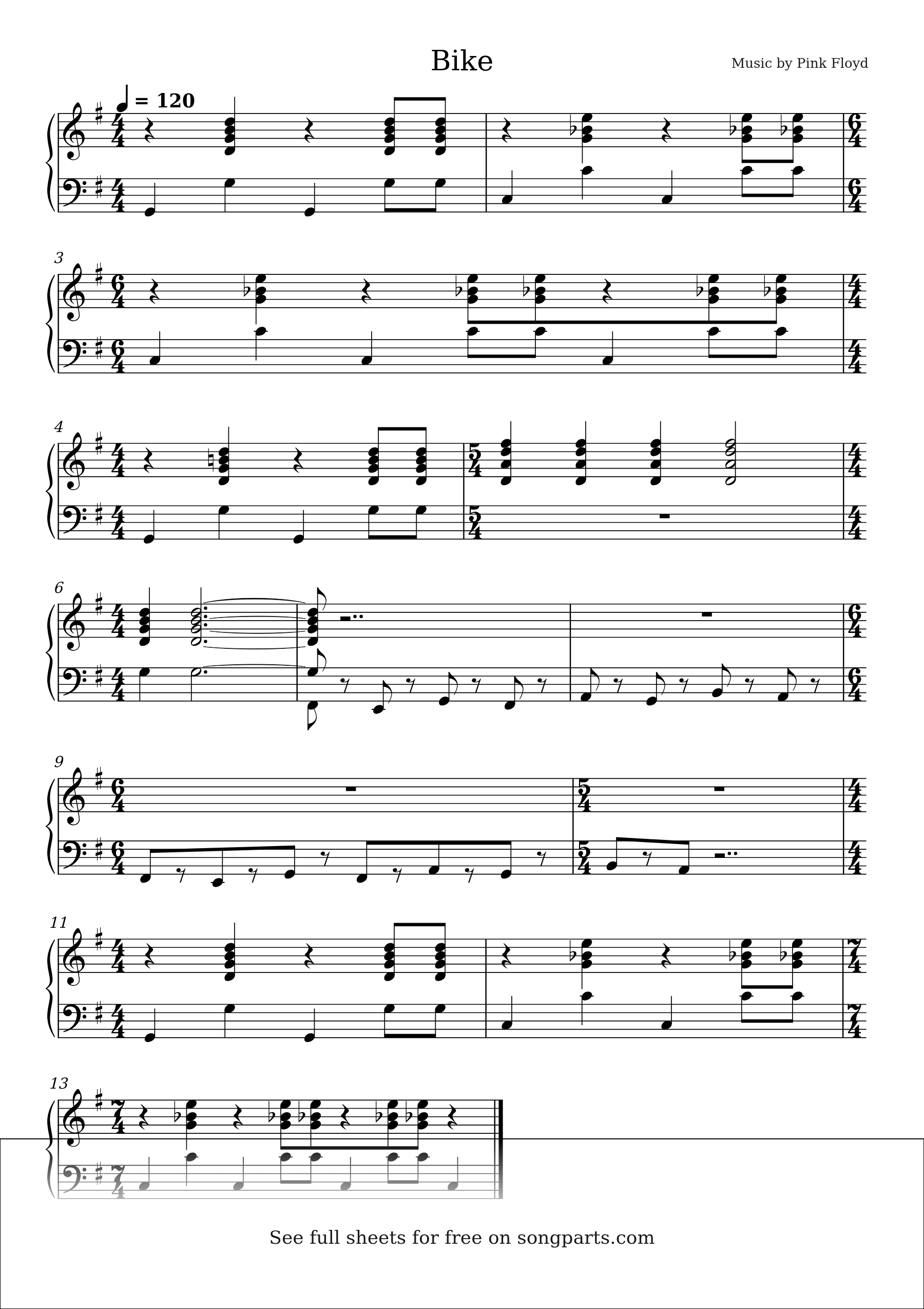 Превью нот Bike (Pink Floyd)