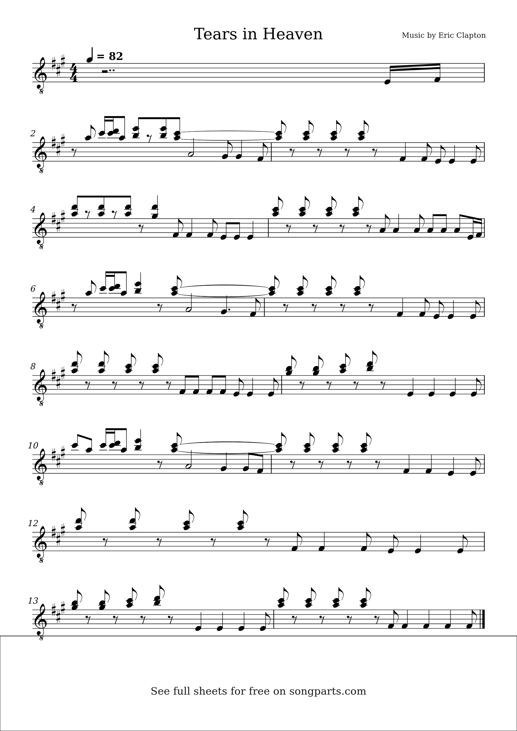 Превью нот Tears in Heaven (Eric Clapton)