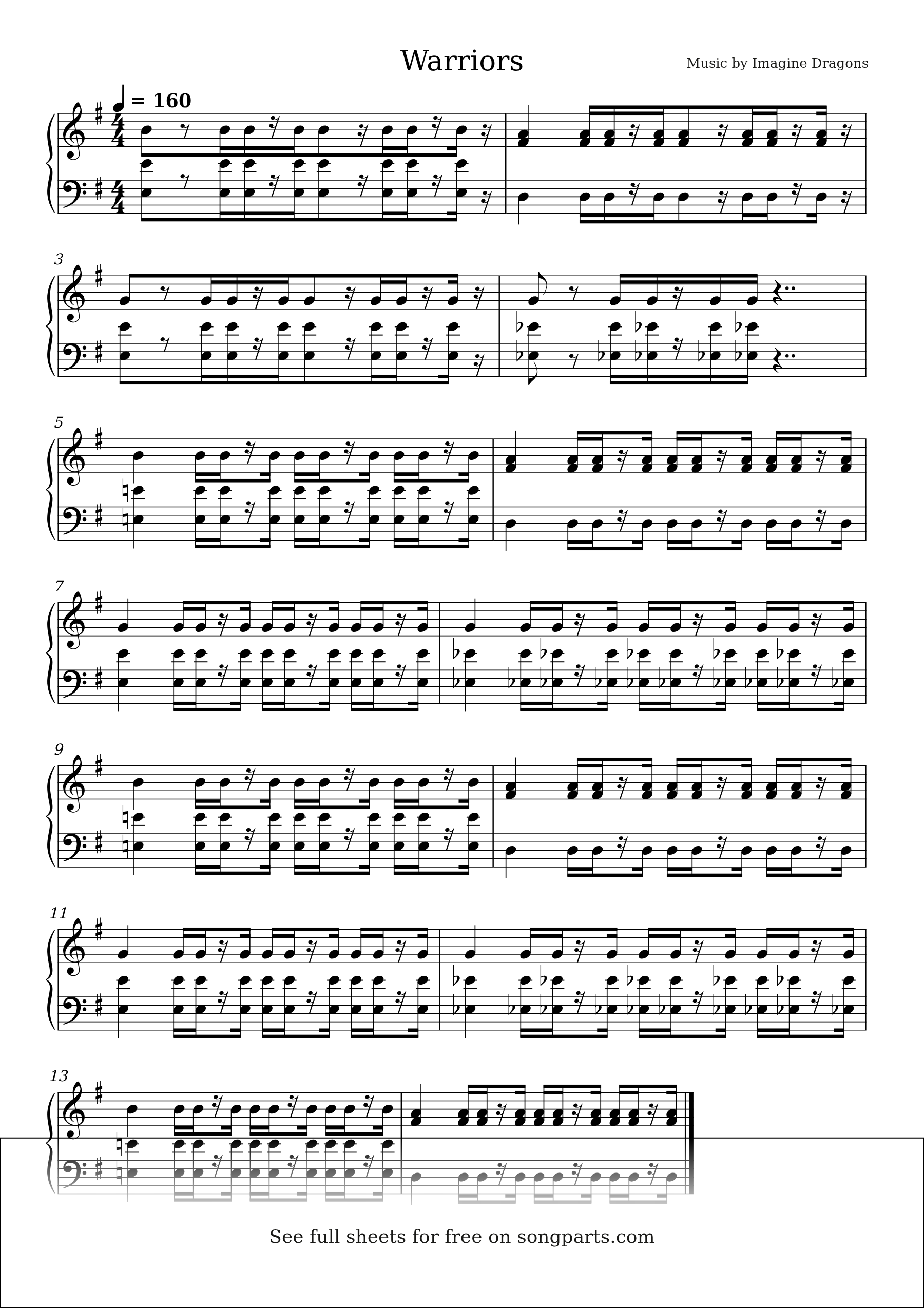 Sheet music preview for Warriors by Imagine Dragons