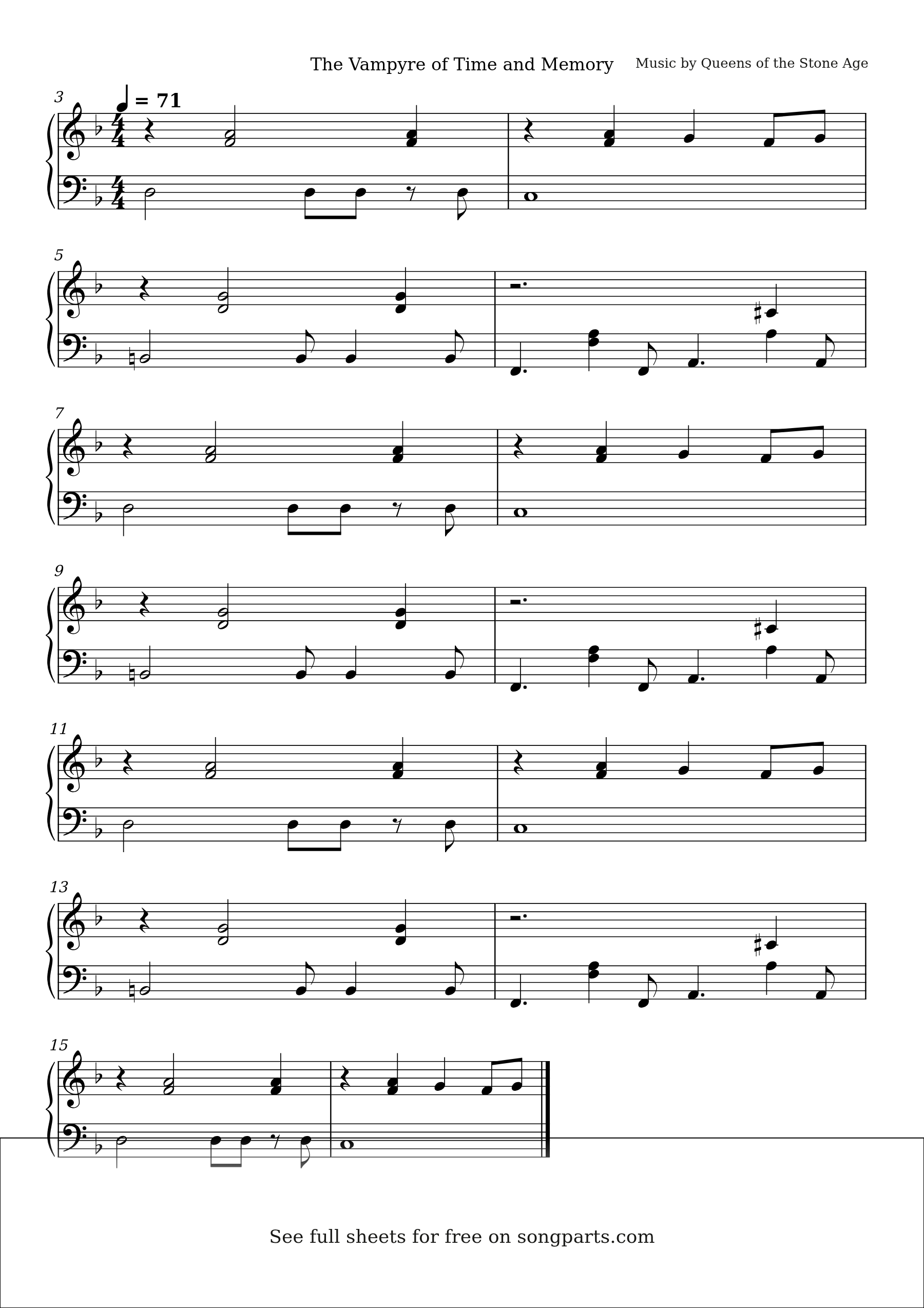 Sheet music preview for The Vampyre of Time and Memory by Queens of the Stone Age