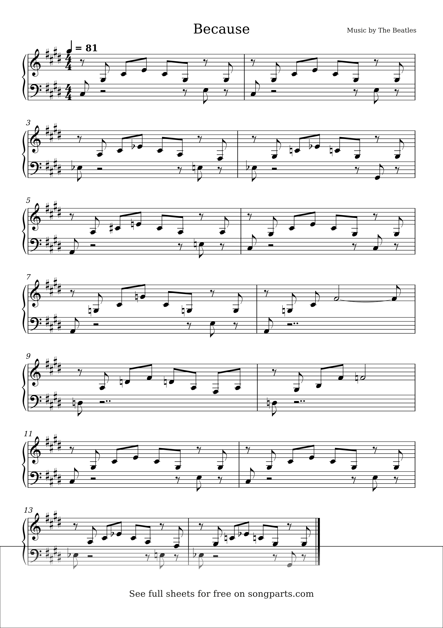  Превью нот Because (The Beatles)