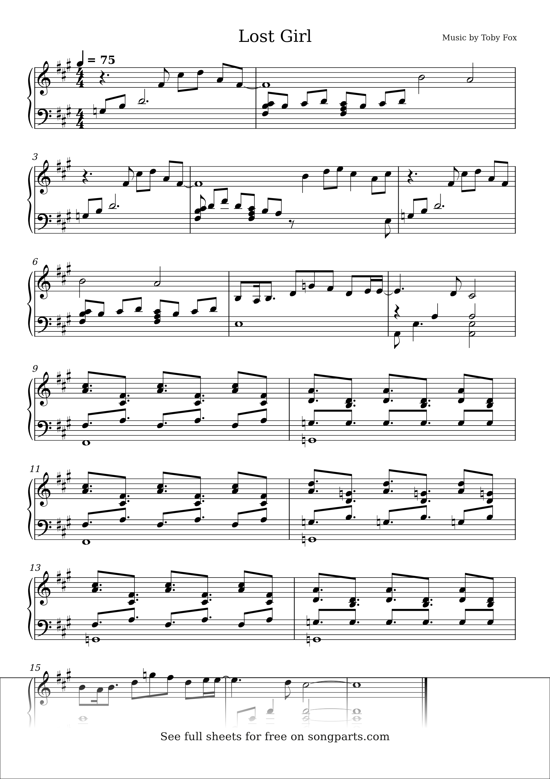 Vista previa de la partitura de Lost Girl de Toby Fox