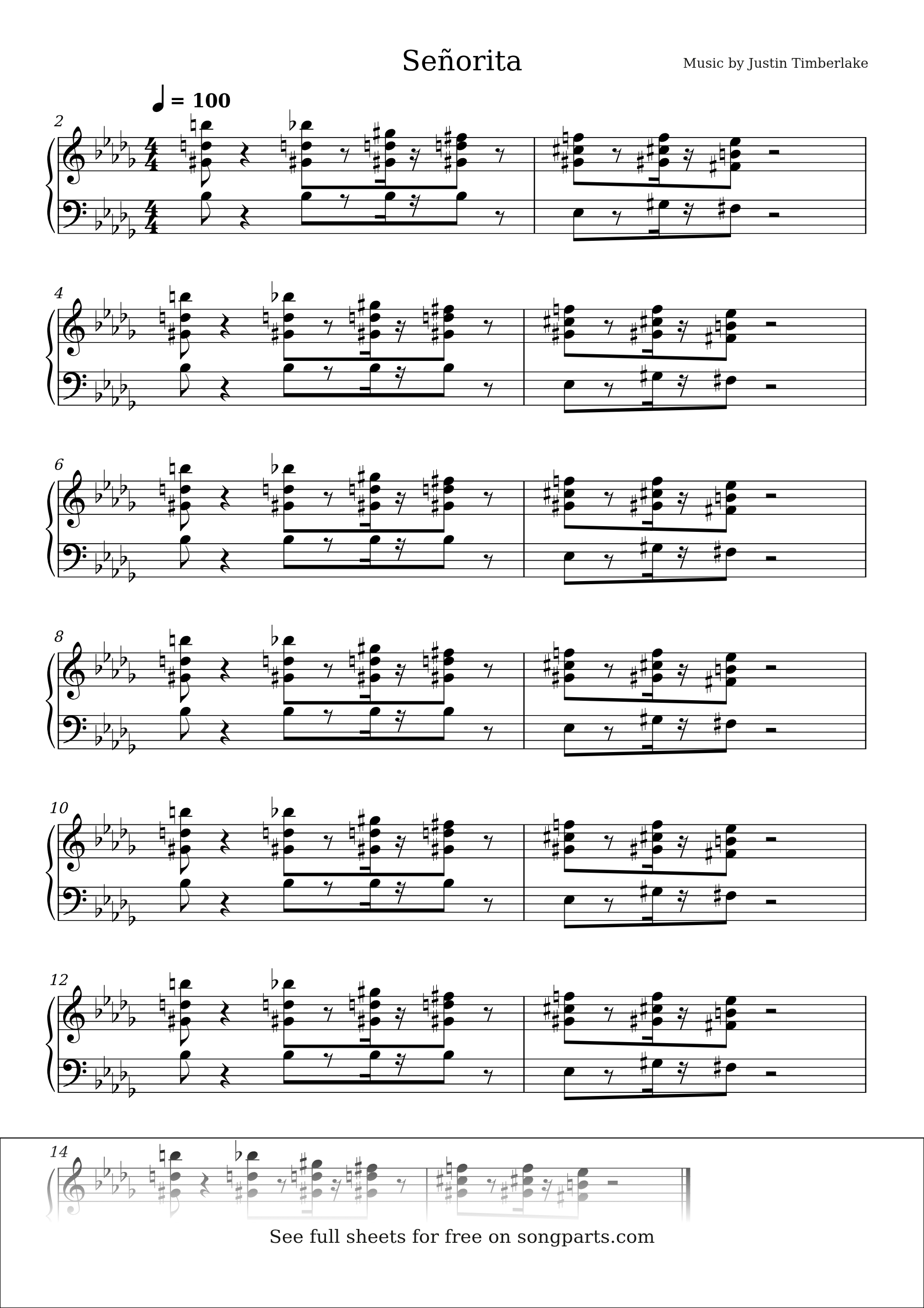 Превью нот Señorita (Justin Timberlake)