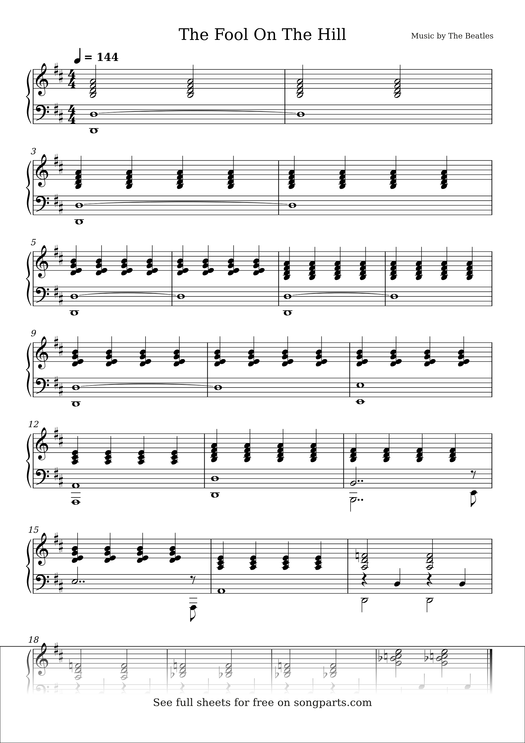 Sheet music preview for The Fool On The Hill by The Beatles