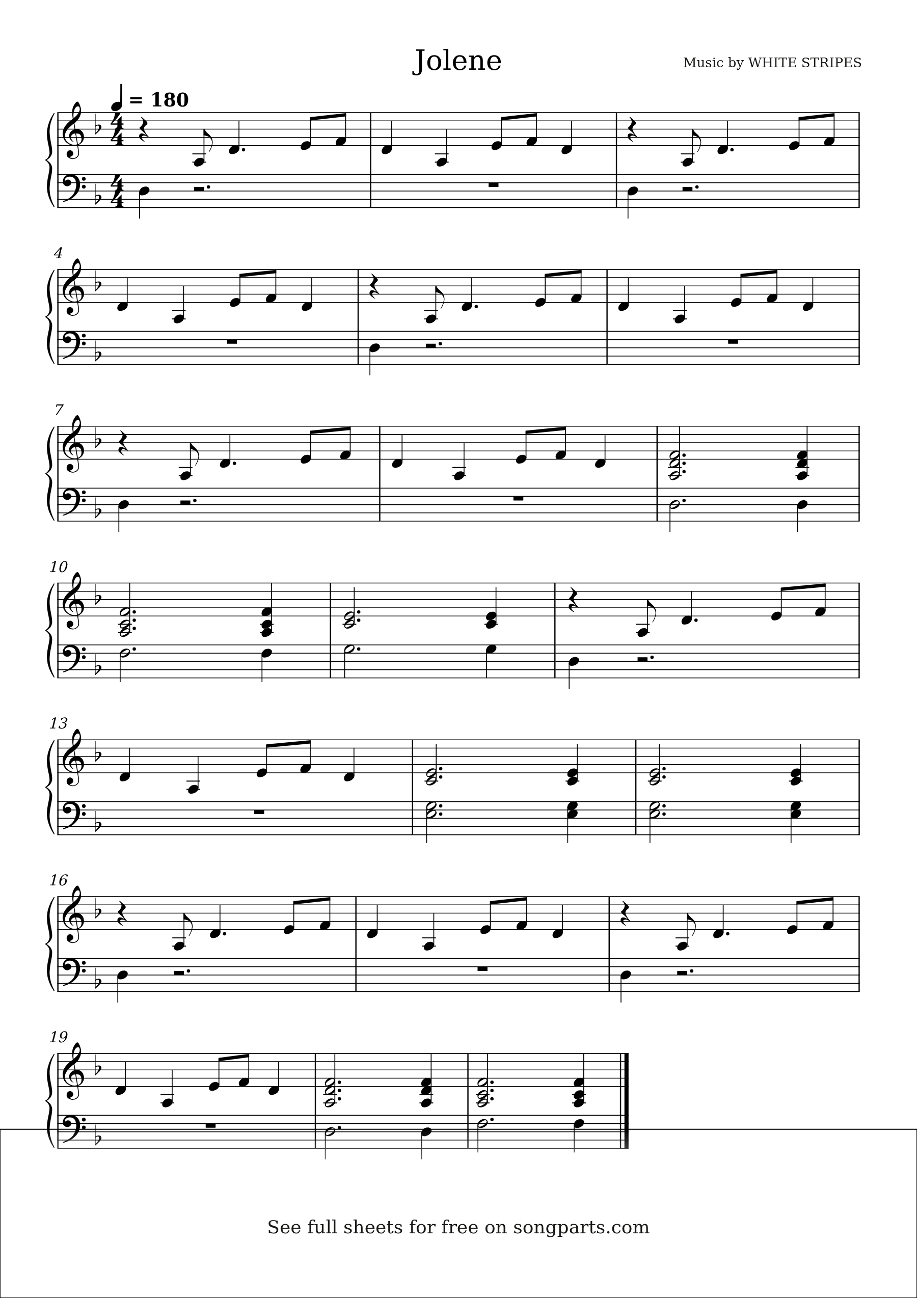 Vista previa de la partitura de Jolene de WHITE STRIPES