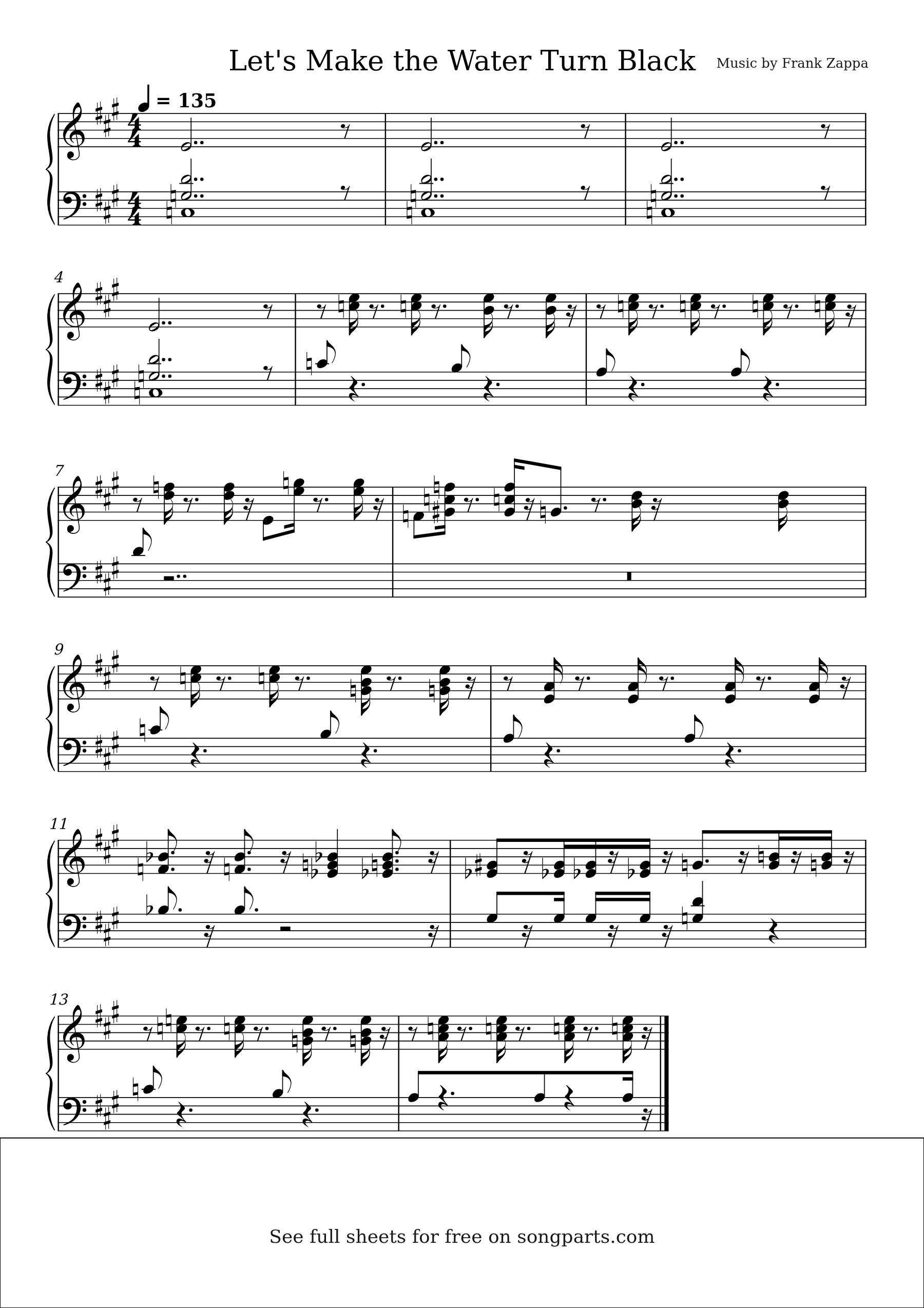 Sheet music preview for Let's Make the Water Turn Black by Frank Zappa