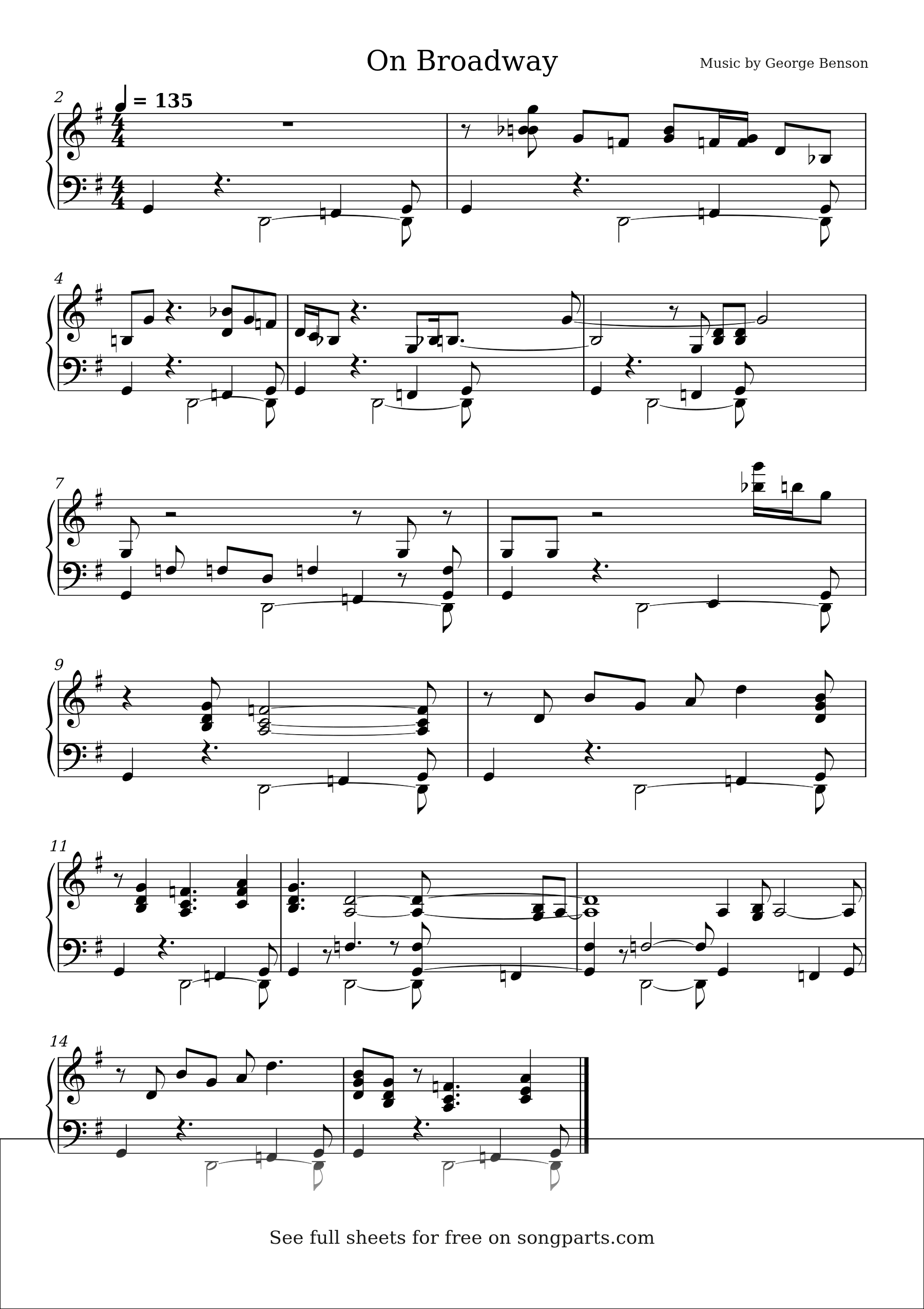 Vista previa de la partitura de On Broadway de George Benson