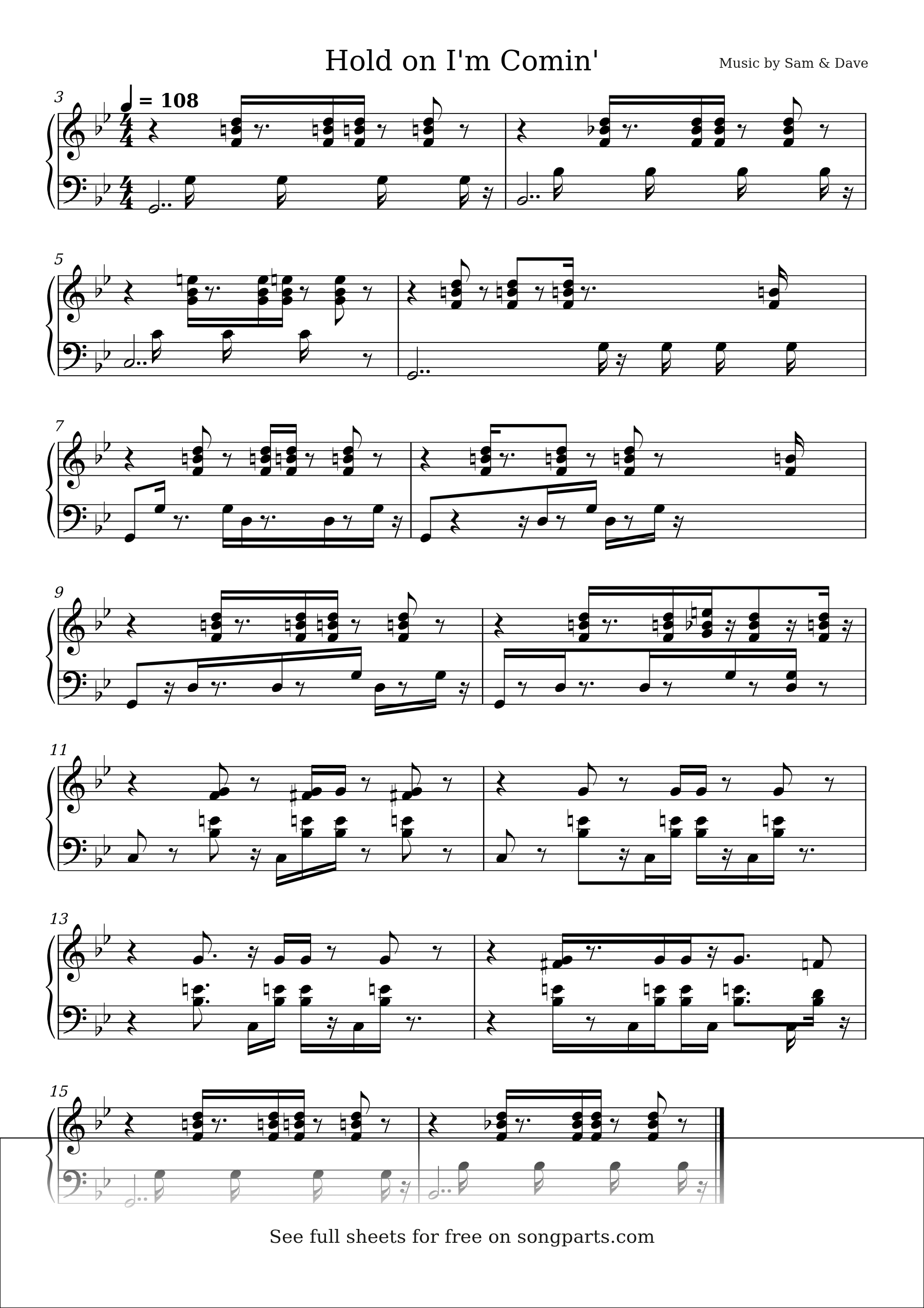 Превью нот Hold on I'm Comin' (Sam & Dave)