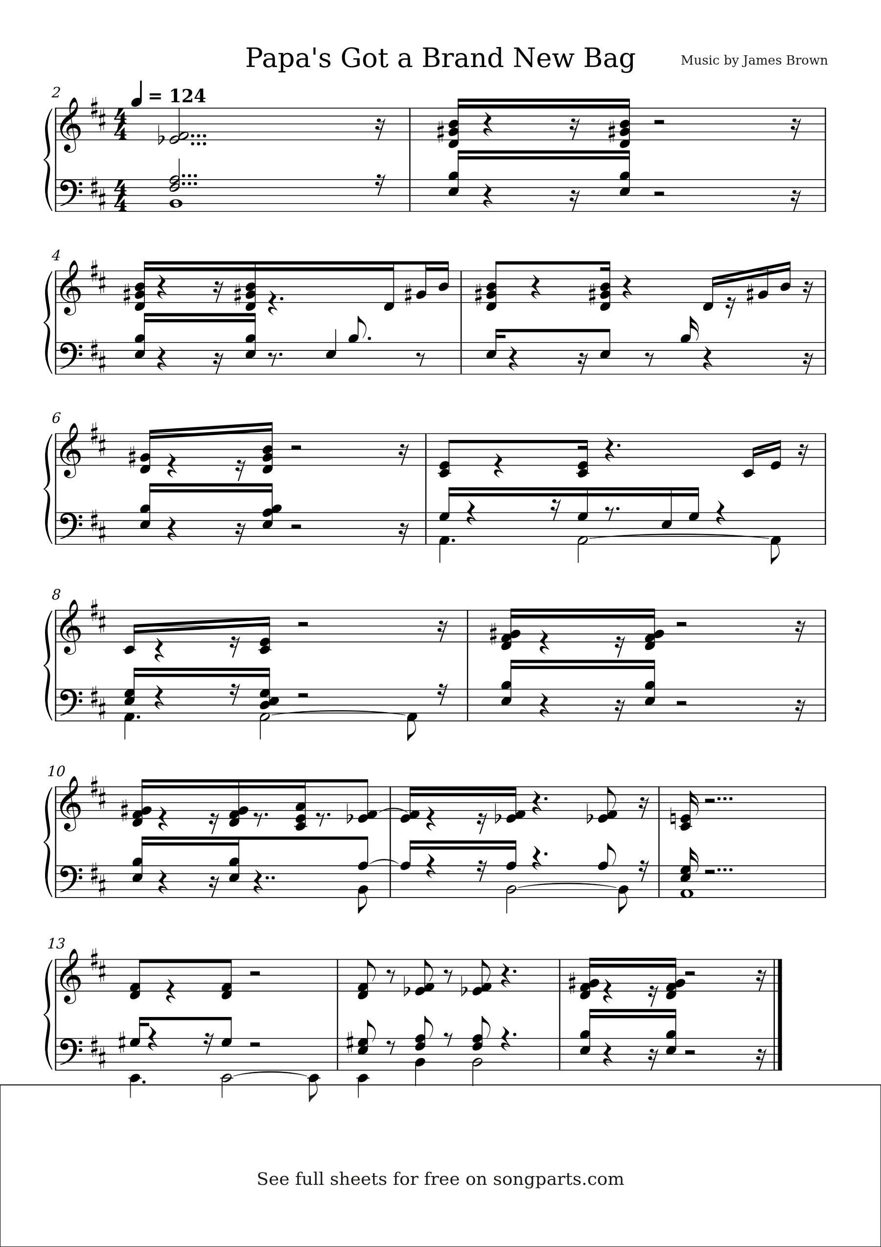 Sheet music preview for Papa's Got a Brand New Bag by James Brown