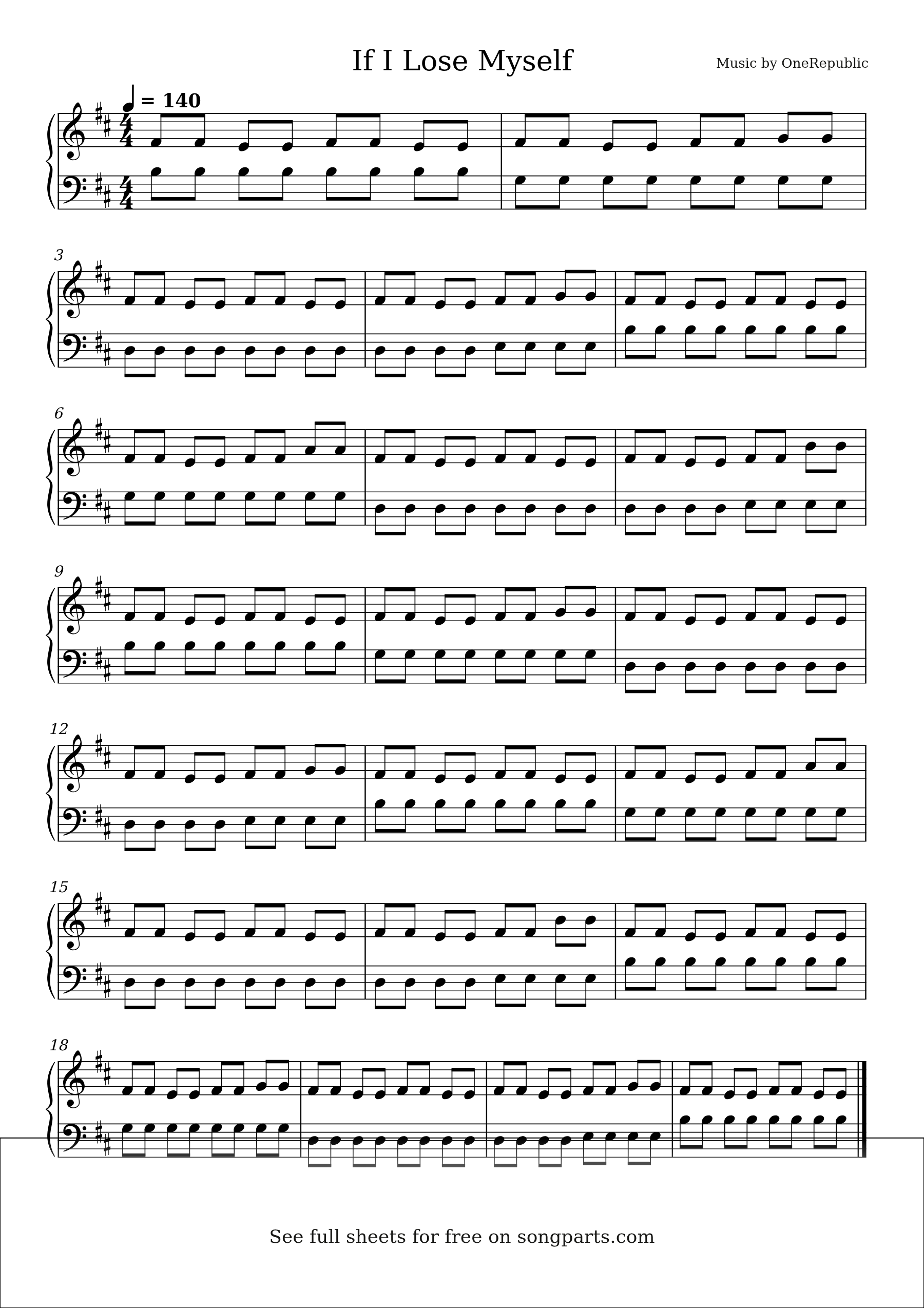 Vista previa de la partitura de If I Lose Myself de OneRepublic