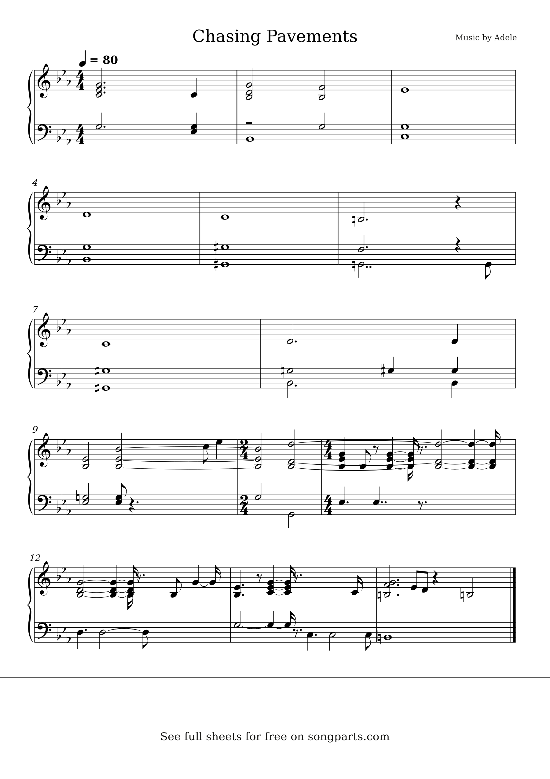 Vista previa de la partitura de Chasing Pavements de Adele