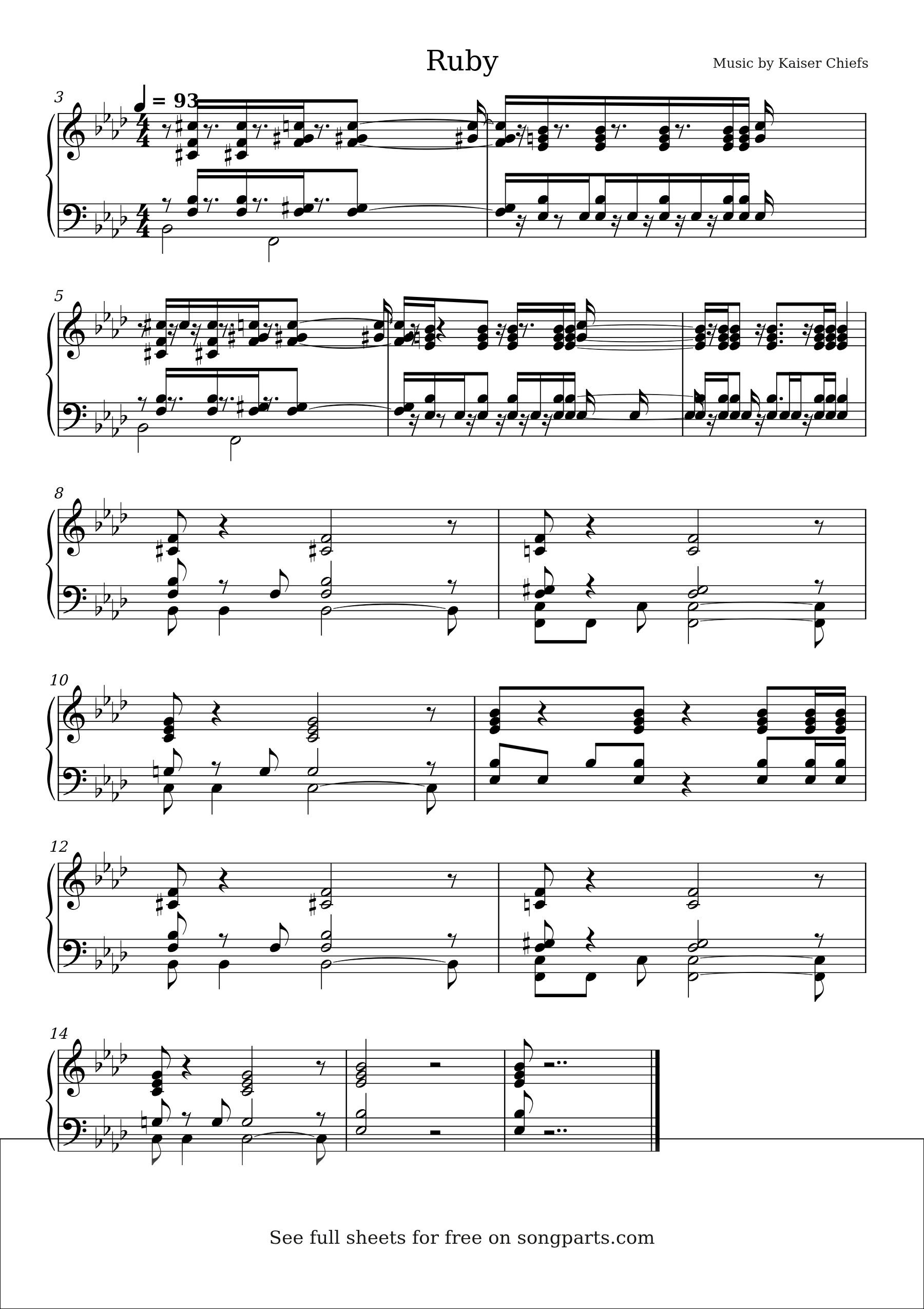 Vista previa de la partitura de Ruby de Kaiser Chiefs