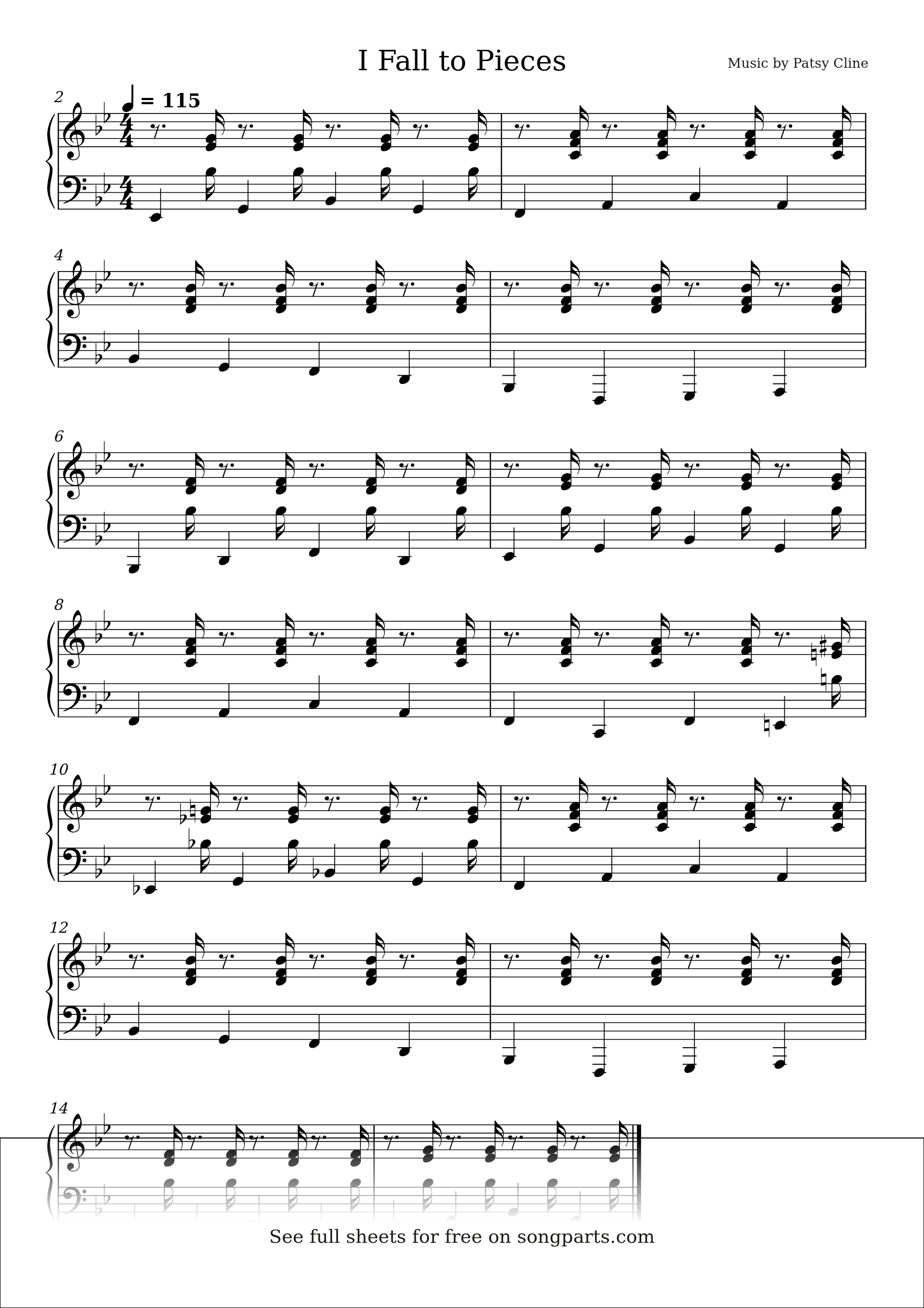 Превью нот I Fall to Pieces (Patsy Cline)