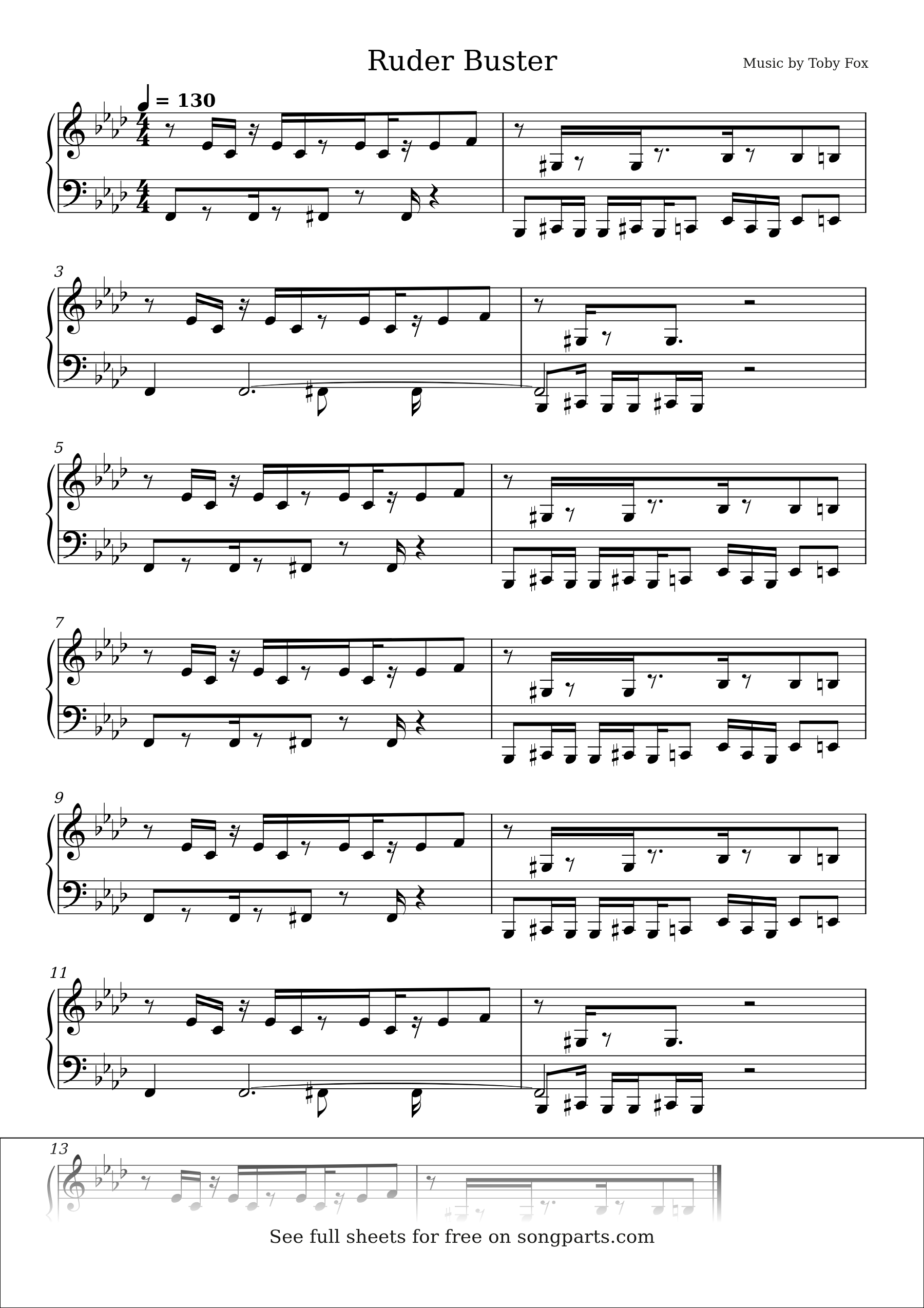 Vista previa de la partitura de Ruder Buster de Toby Fox