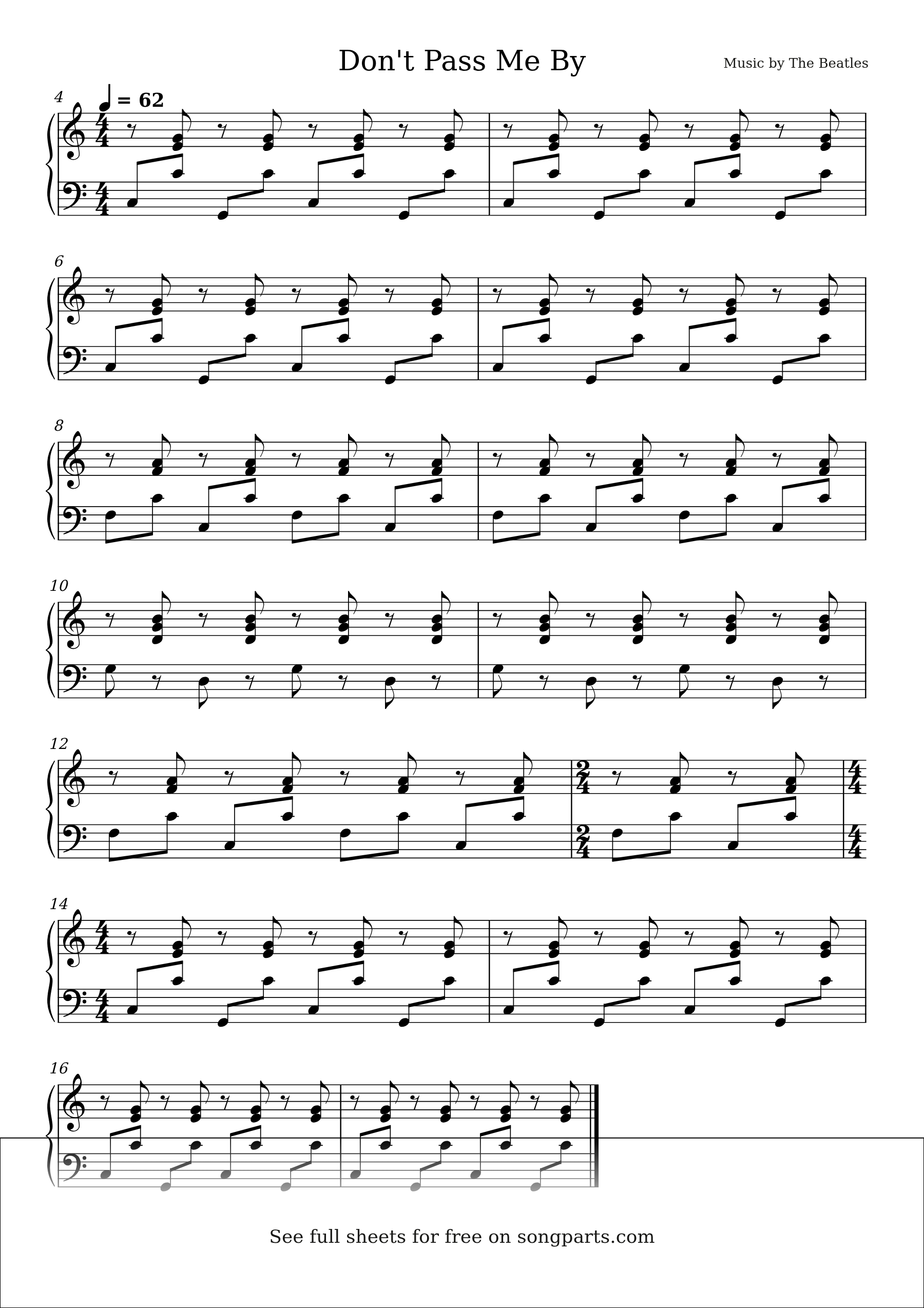 Sheet music preview for Don't Pass Me By by The Beatles