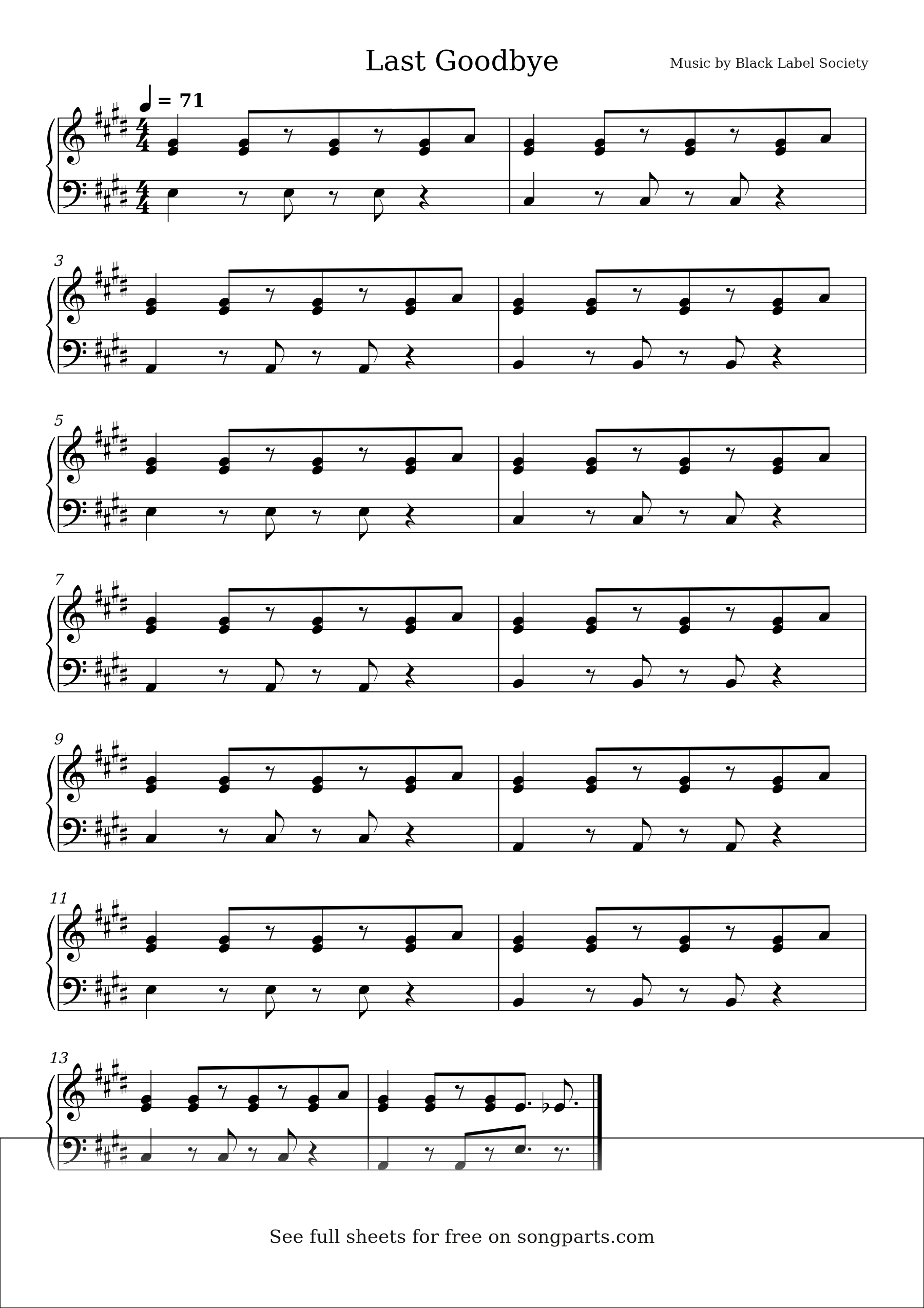 Sheet music preview for Last Goodbye by Black Label Society