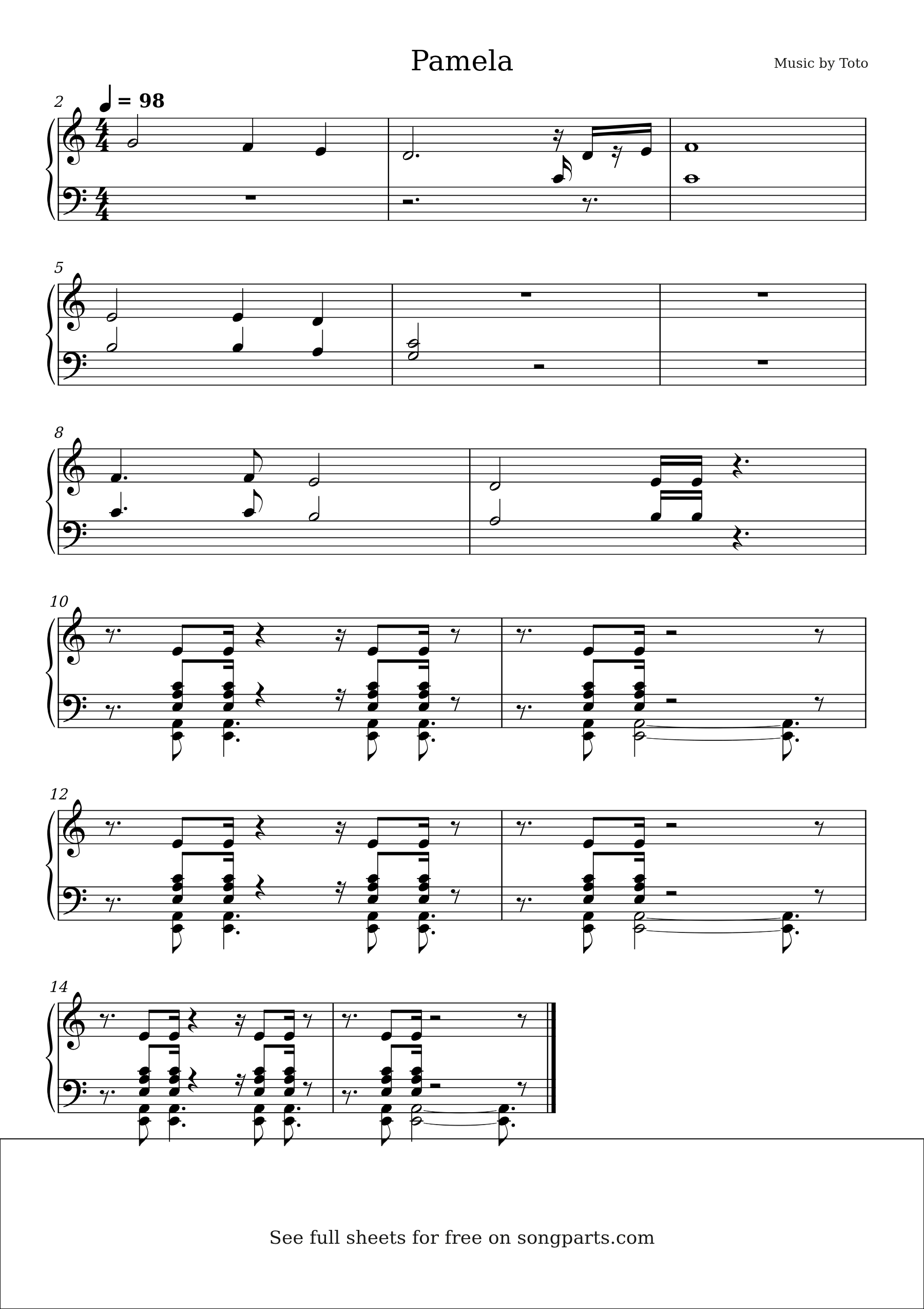 Превью нот Pamela (Toto)