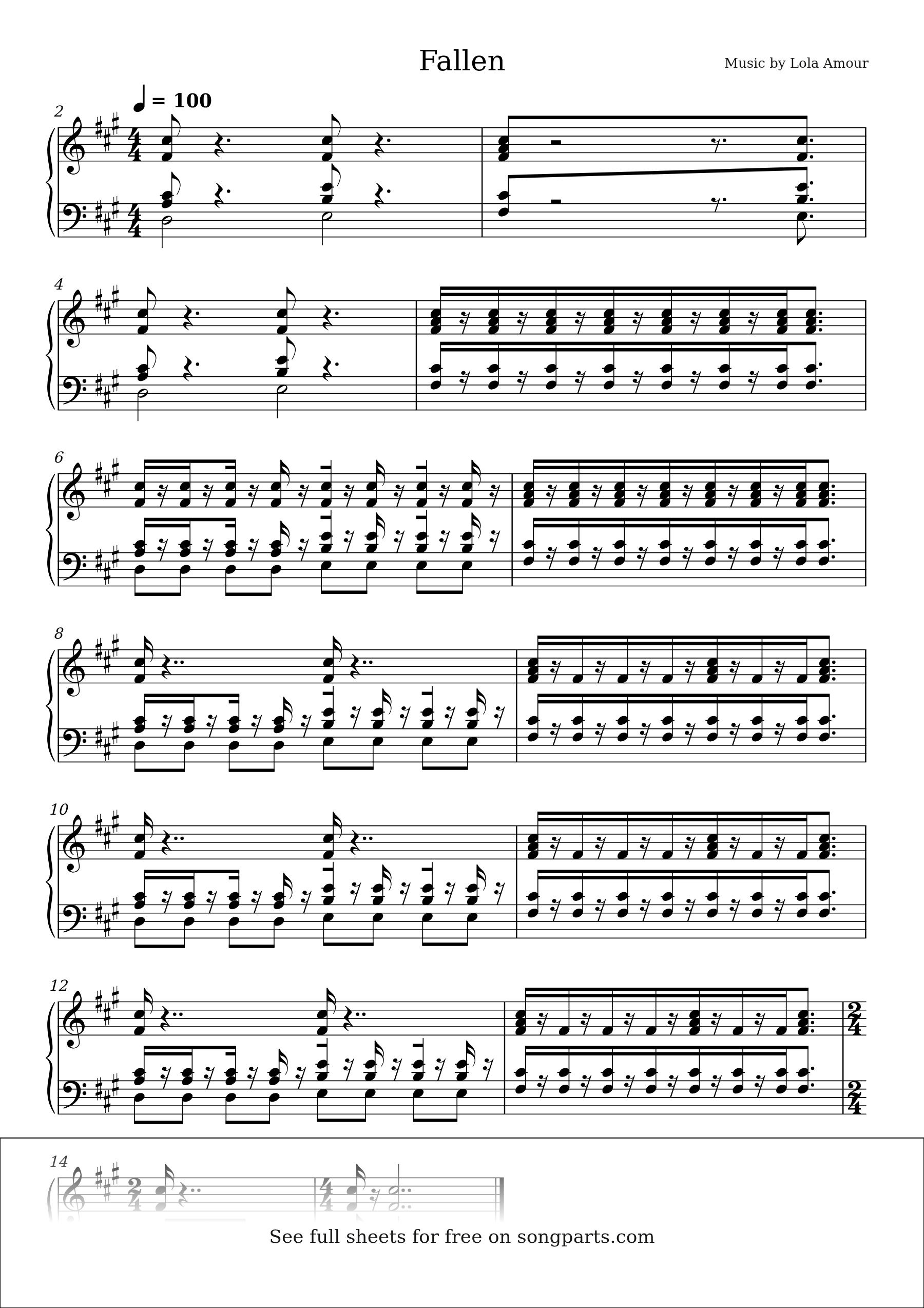 Sheet music preview for Fallen by Lola Amour