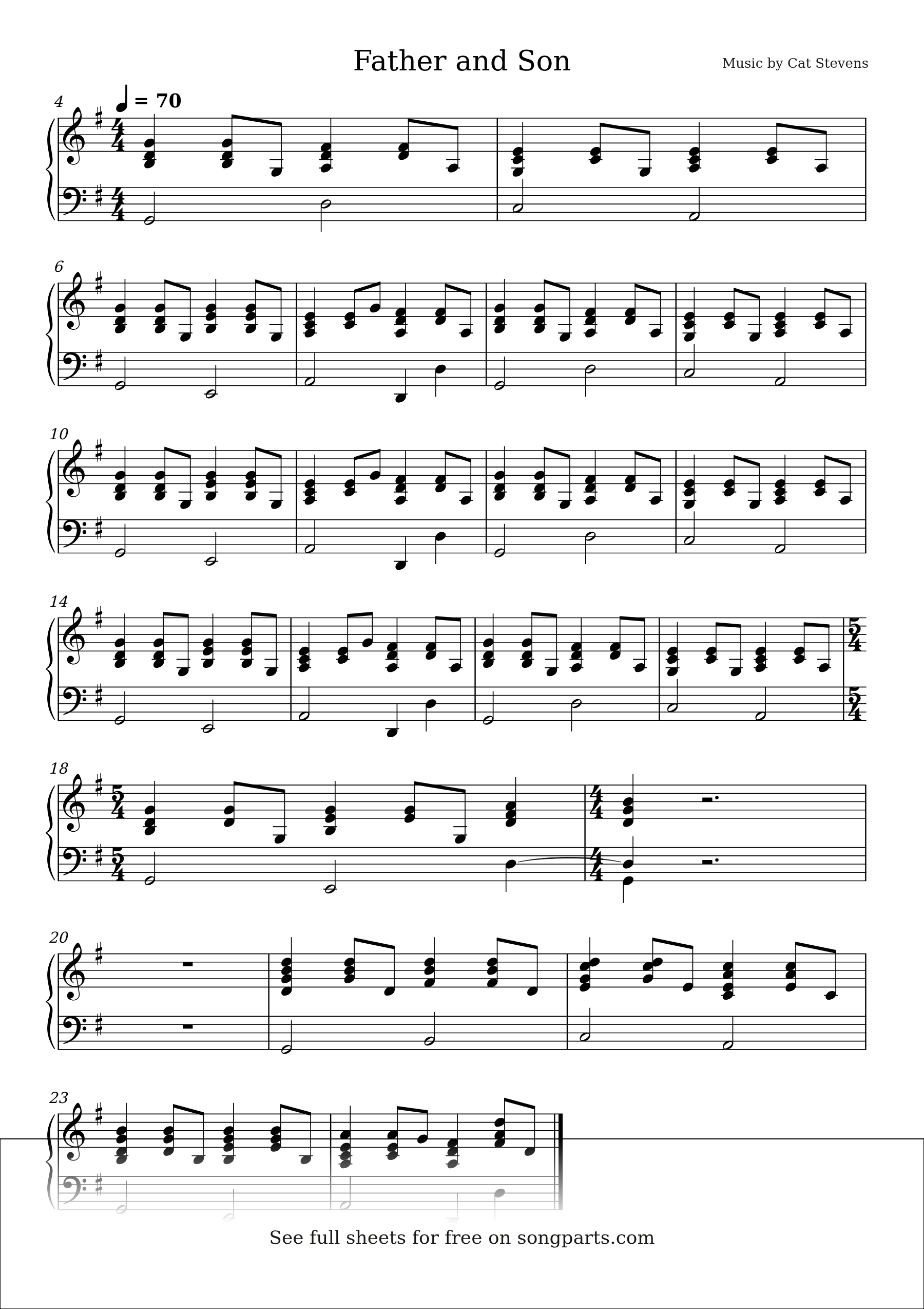 Sheet music preview for Father and Son by Cat Stevens