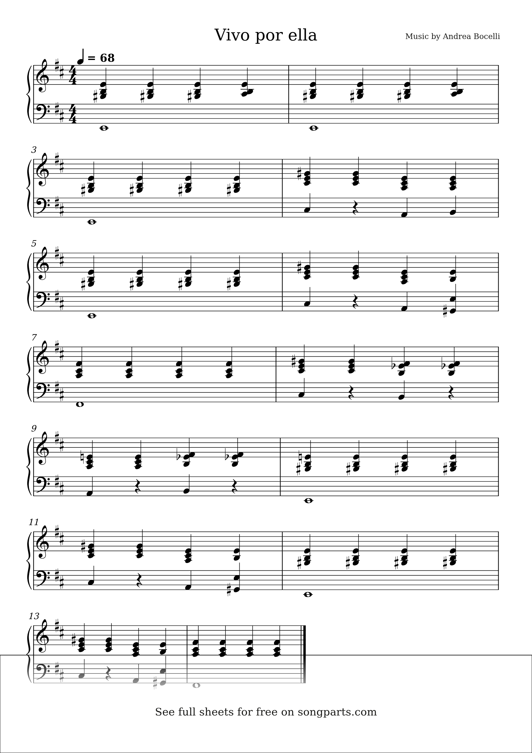 Sheet music preview for Vivo por ella by Andrea Bocelli