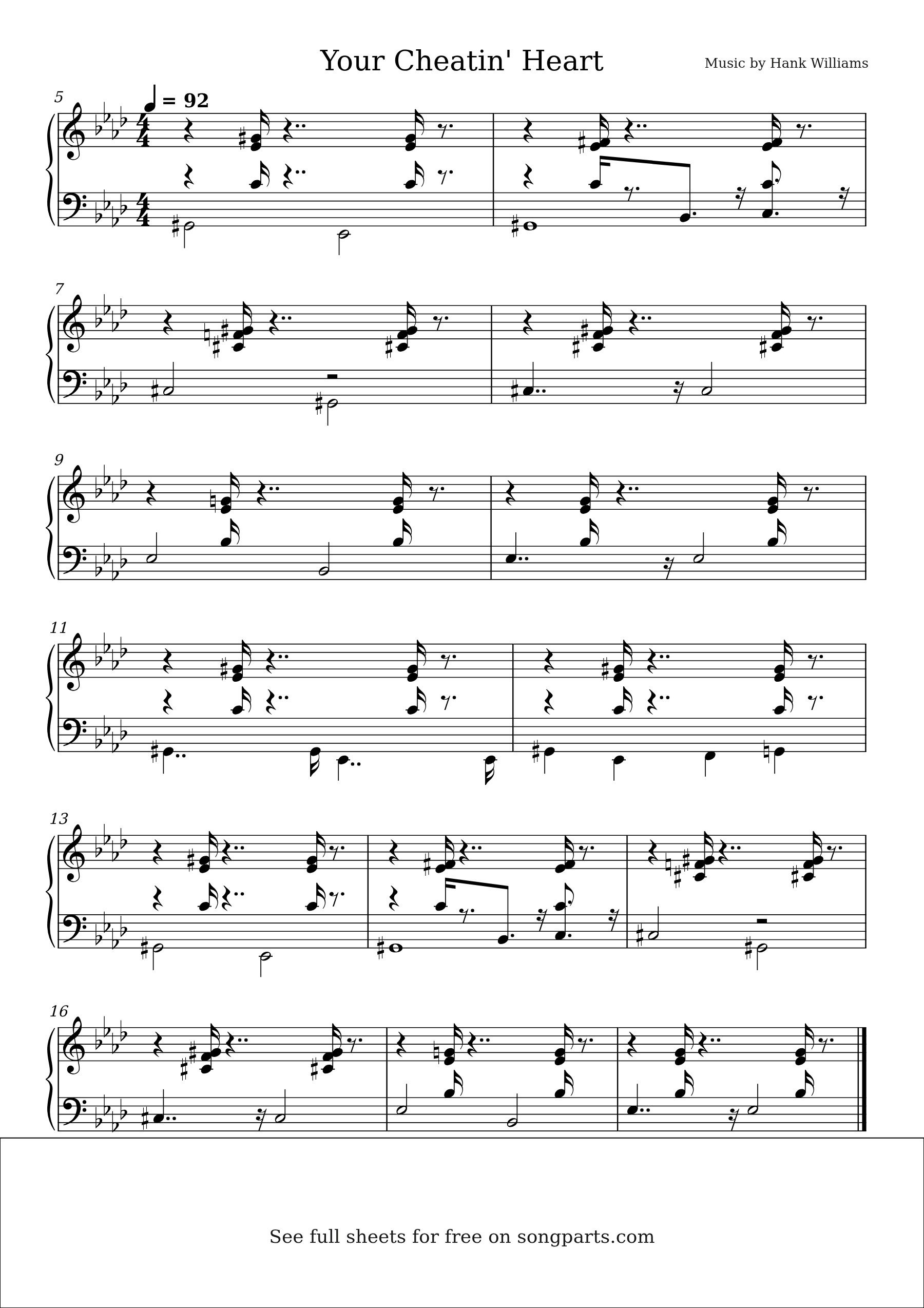 Vista previa de la partitura de Your Cheatin' Heart de Hank Williams