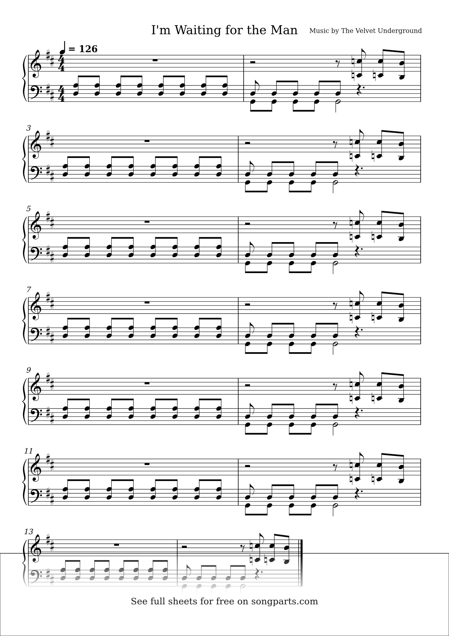 Sheet music preview for I'm Waiting for the Man by The Velvet Underground