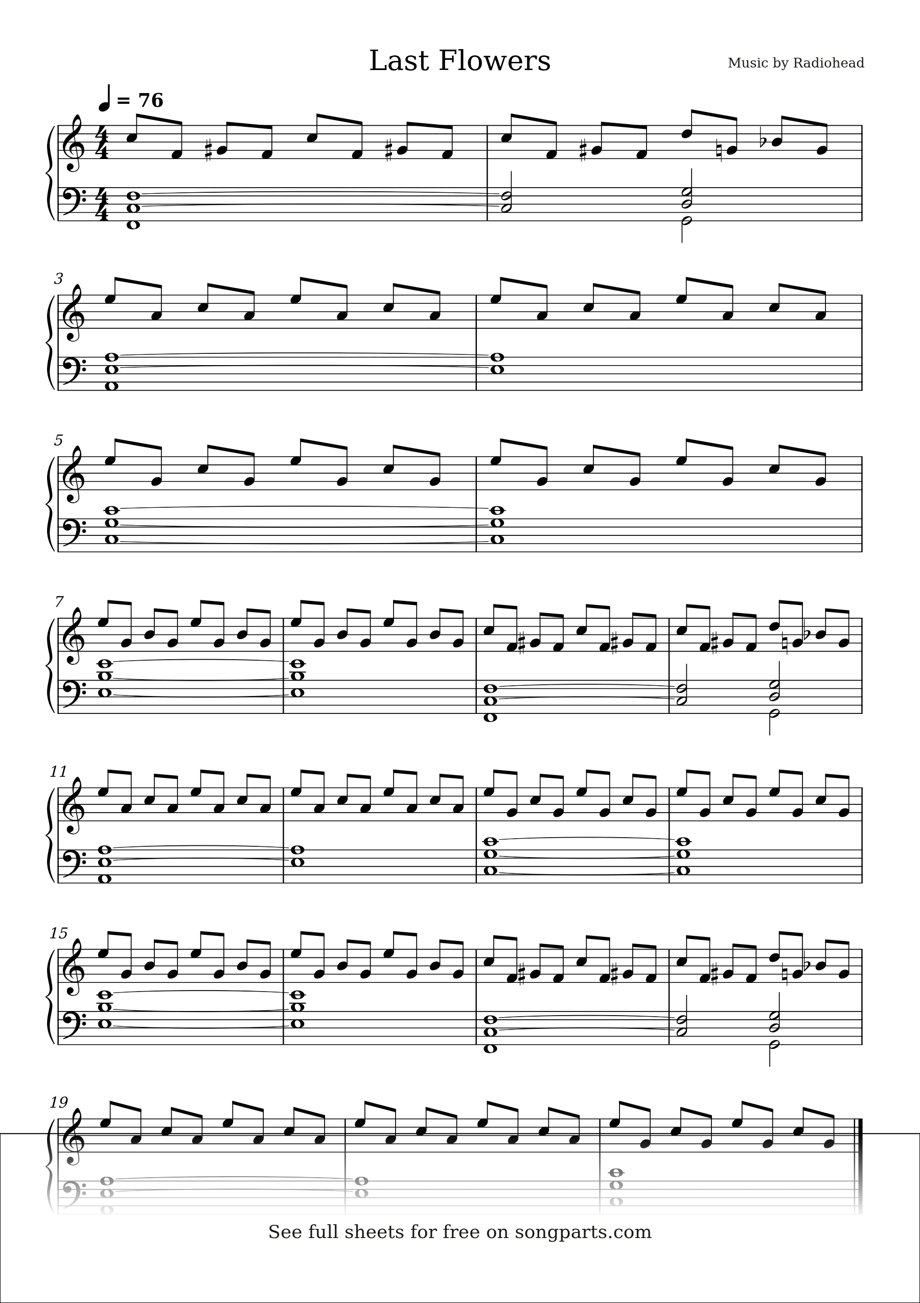 Vista previa de la partitura de Last Flowers de Radiohead