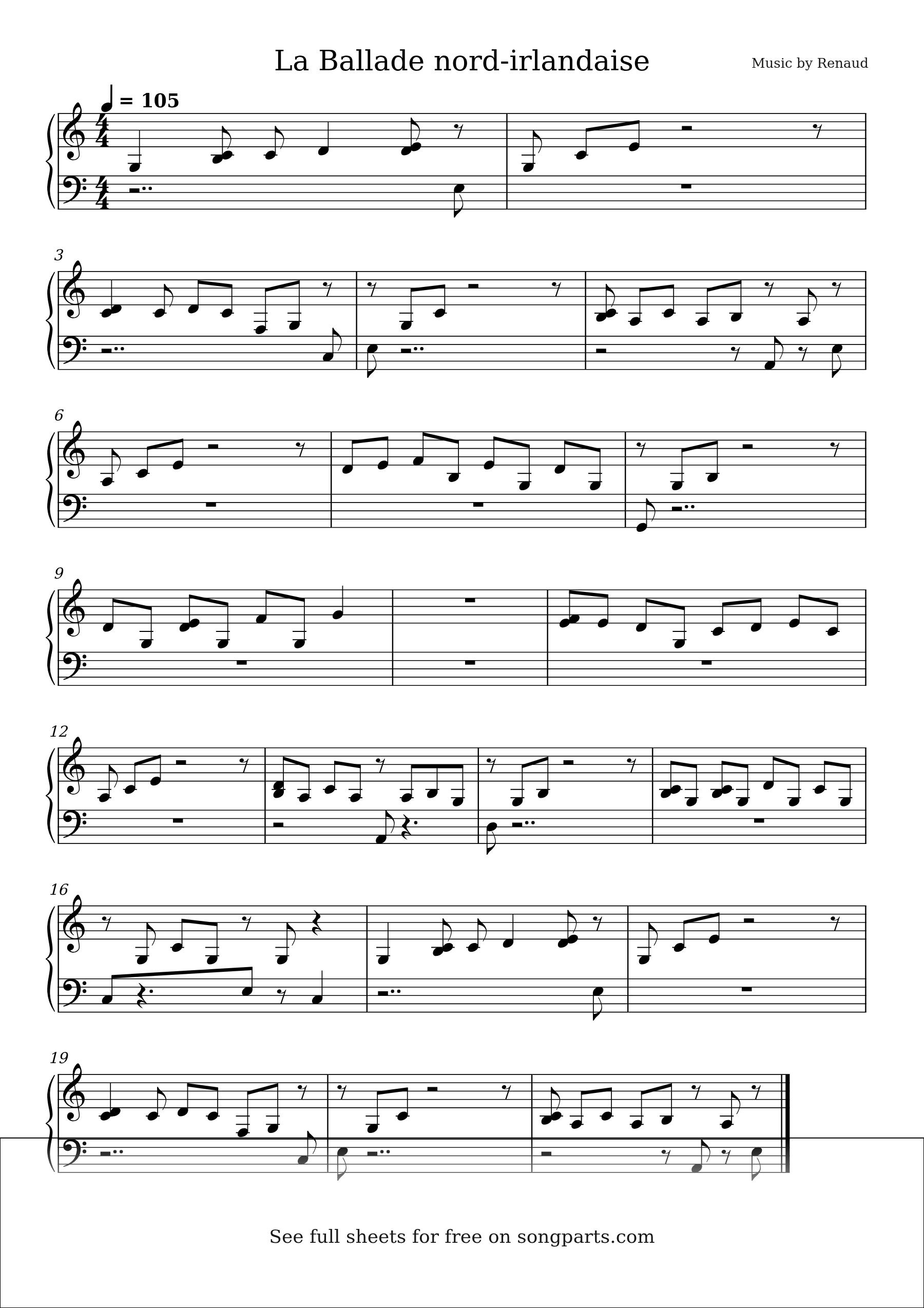 Превью нот La Ballade nord-irlandaise (Renaud)